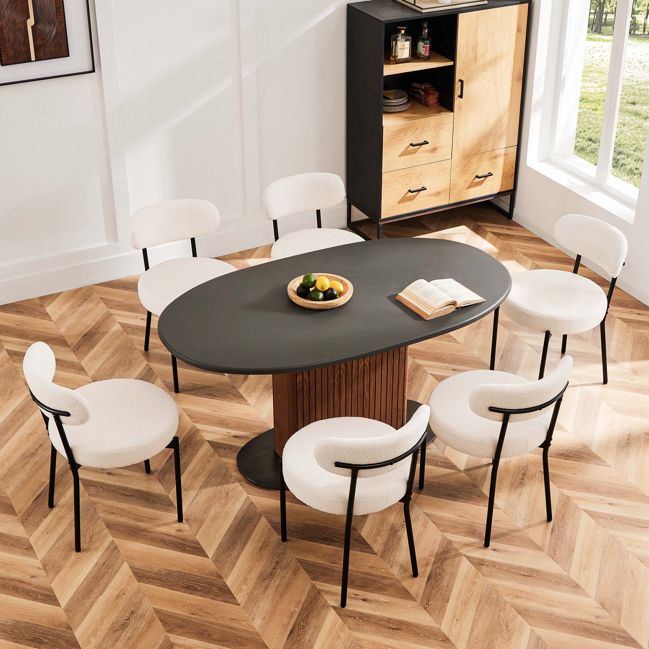 edx Dining Chair Set of 4 Modern Upholstered Fabric Chairs with Metal Legs for Kitchen Living Room Dining Room