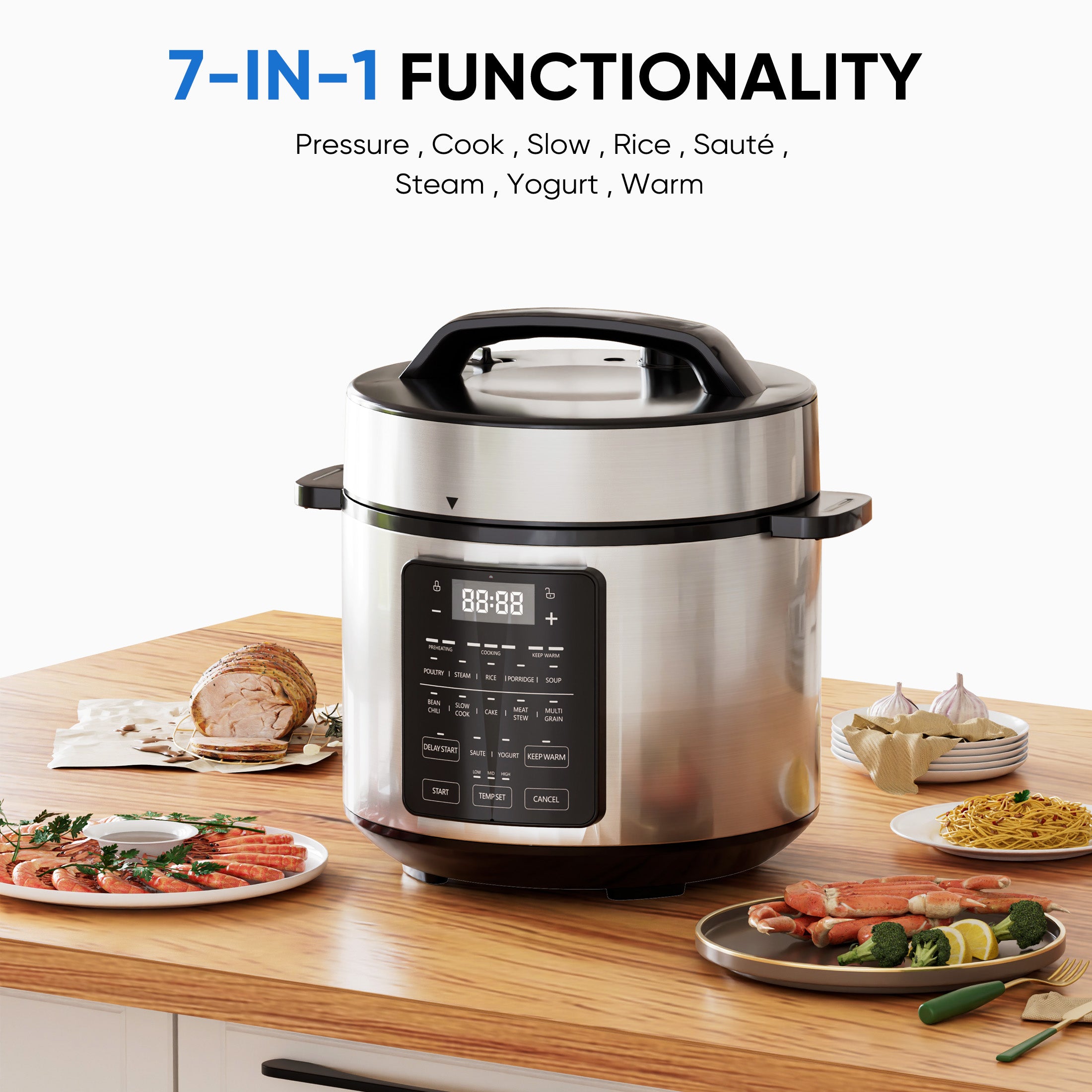 edx Instant Cooker 6 Quart 12-in-1 Electric Pressure Cooker Multi-Function Features & Stainless Steel Pot