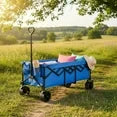 EDX 300L Foldable Utility Wagon, 180KG Capacity Steel Cart with All-Terrain Wheels for Camping and Beach, Black, Blue, Gray