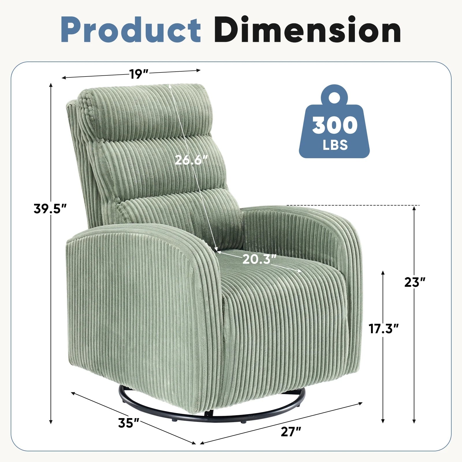 EDX 360°Swivel Nursery Chair, Comfy Chair for Bedroom, Rocking Chair with Thickened Seat Cushion, High Back Sofa Chairs for Living Room, Nursery Room and Reading Room