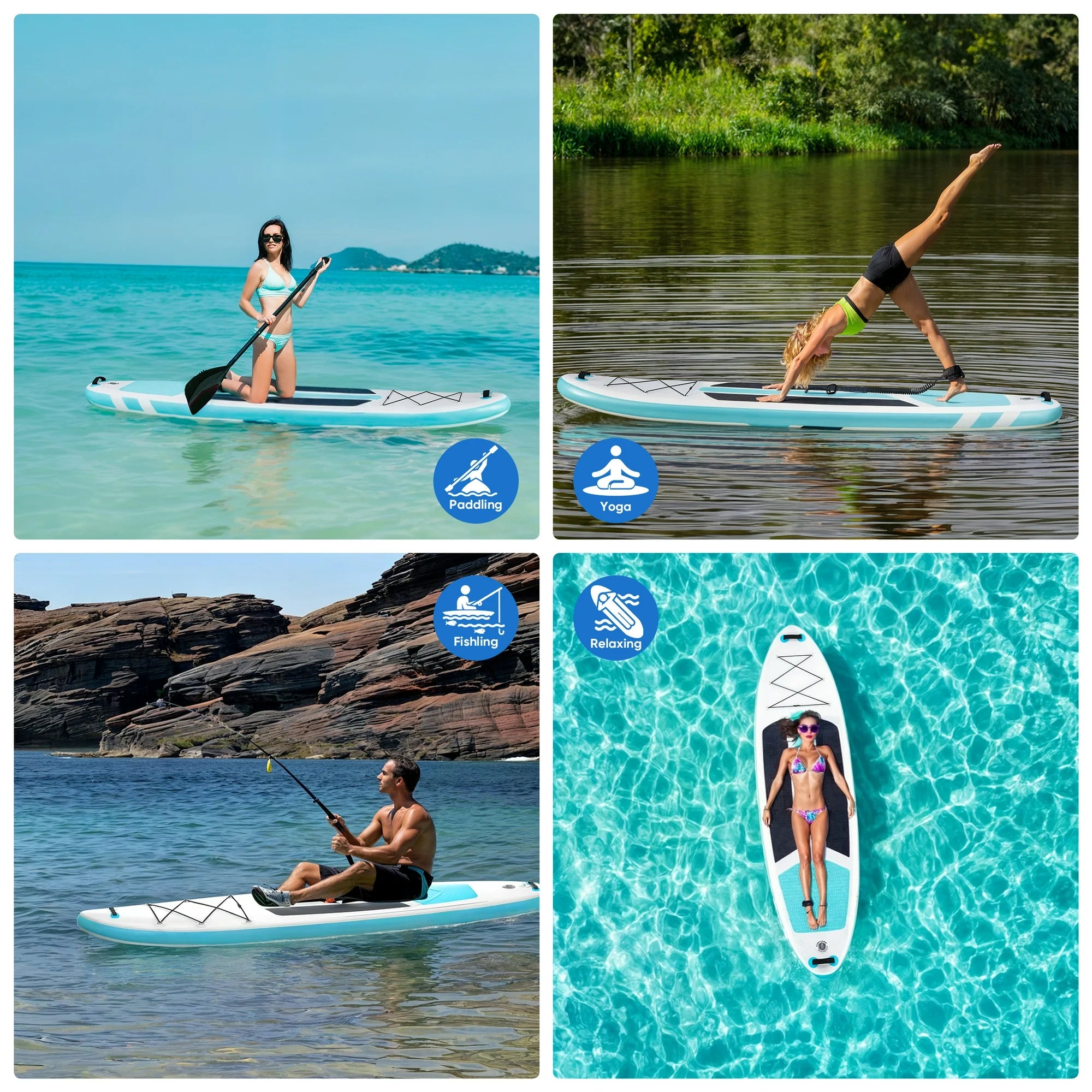 ZUNMOS 10.5'×33'' Inflatable Stand Up Paddle Board Non-Slip Deck, Durable Advanced Material and Complete SUP Accessories for All Skill Levels