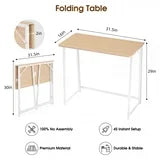 EDX Folding Computer Desk, 31.5 Inch Compact Foldable Writing Workstation for Small Spaces, Easy Assembly Space-Saving Home Office Table, Oak Finish