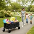 edx 440lbs Collapsible Folding Wagon Cart with Heavy Duty Steel Frame, Large Capacity Garden Wagon, All-Terrain Wheels for Camping, Sports, Shopping