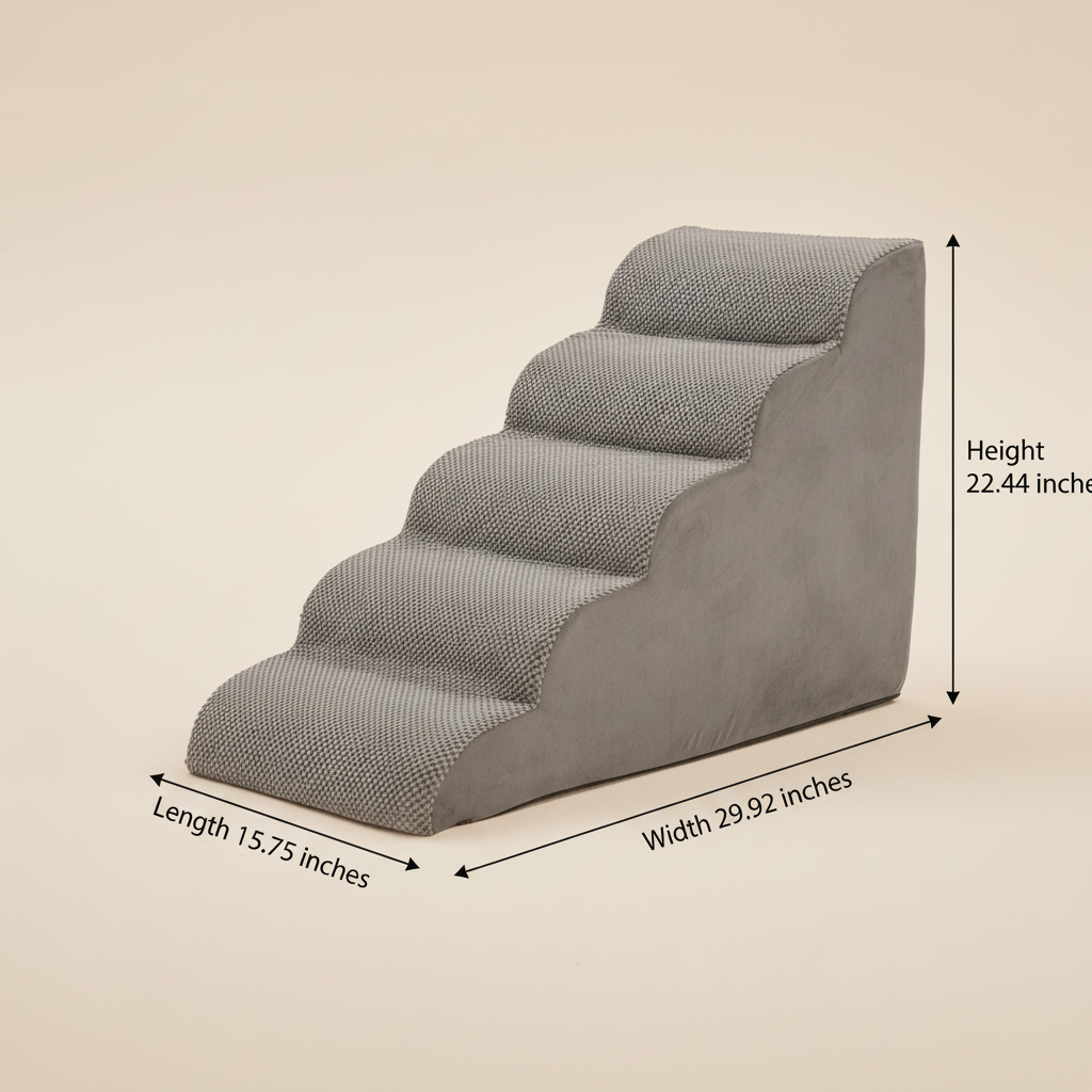 Edx Rounded-Corner Foldable Foam Dog Stairs with Rounded Edges - 3/4/5 Step Non-Slip Pet Ramp for Small/Medium Dogs, Fits Beds & Sofas