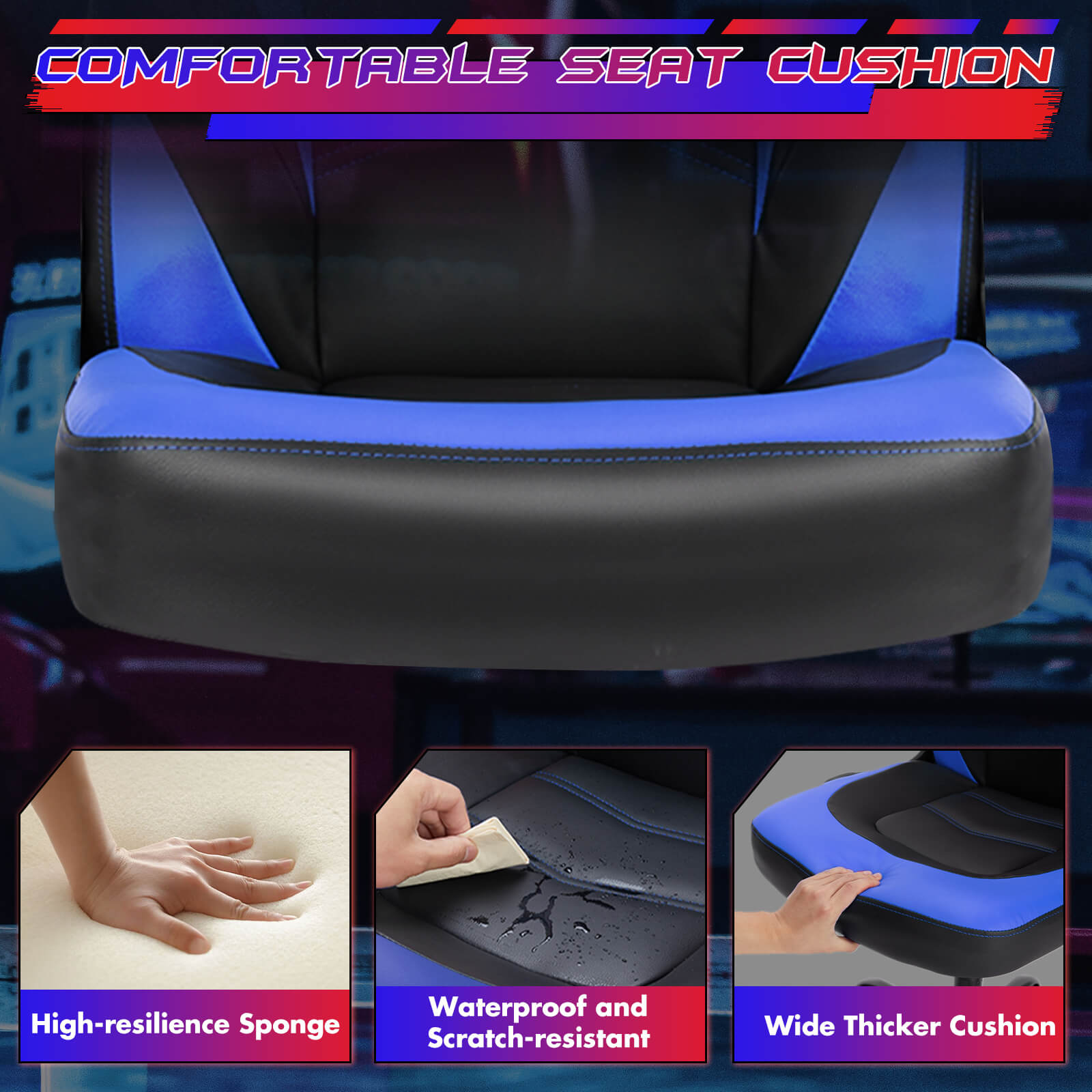 edx Ergonomic Leather Gaming Chair-Office Desk PU Leather Chair -up Armrests, Swivel Task Chair Adjustable Height for Adults Teens Kids