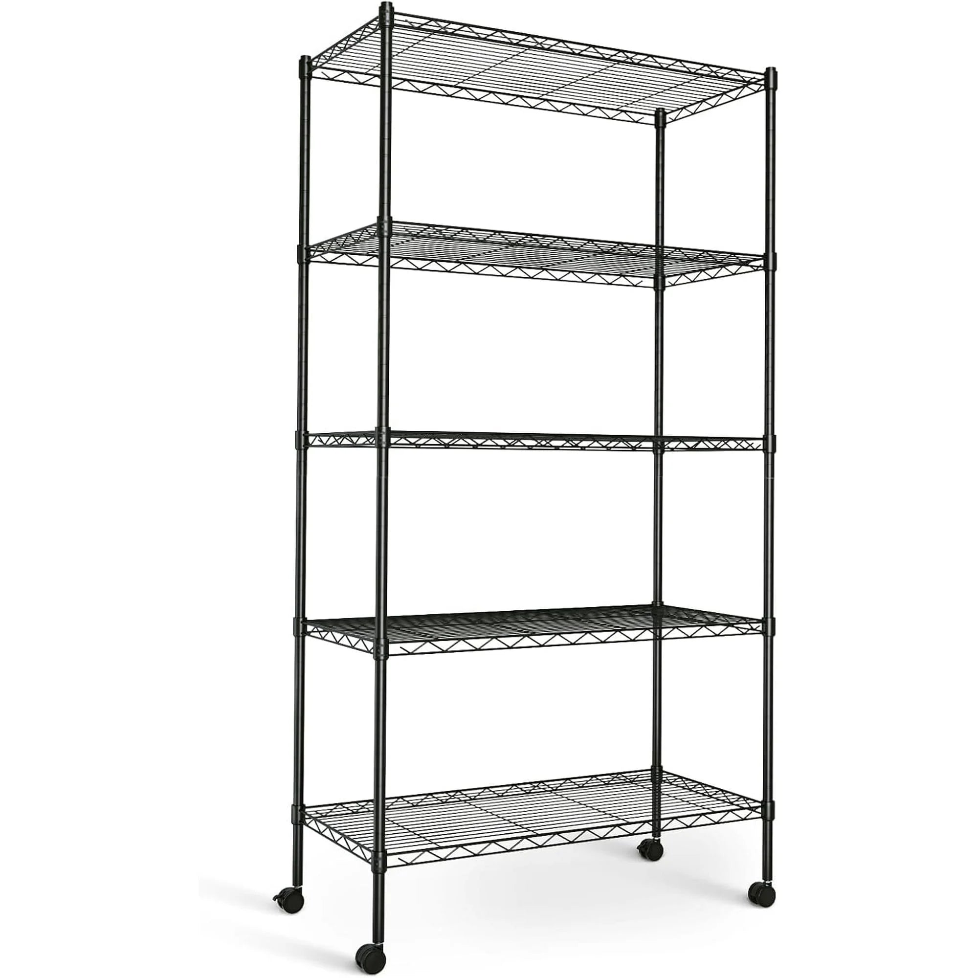 EDX Heavy Duty Adjustable Wire Shelving with Wheels, Storage Racks for Garage Kitchen Pantry Laundry Office, Easy Assembly