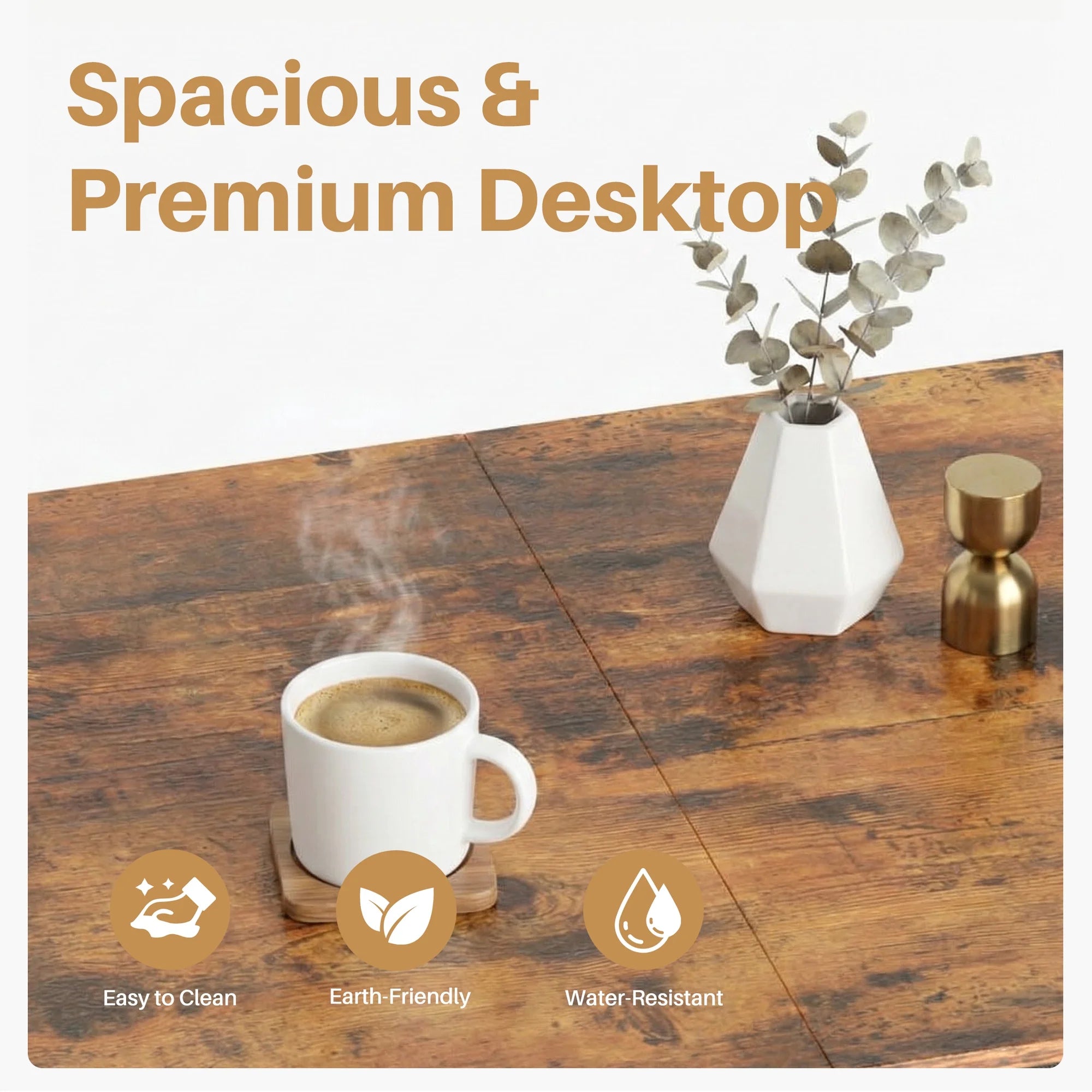 edx Computer Desk with 2 Drawers PC Table Study Writing Desk with Storage Shelf Headphone Hook, Simple Style Small Desk for Home
