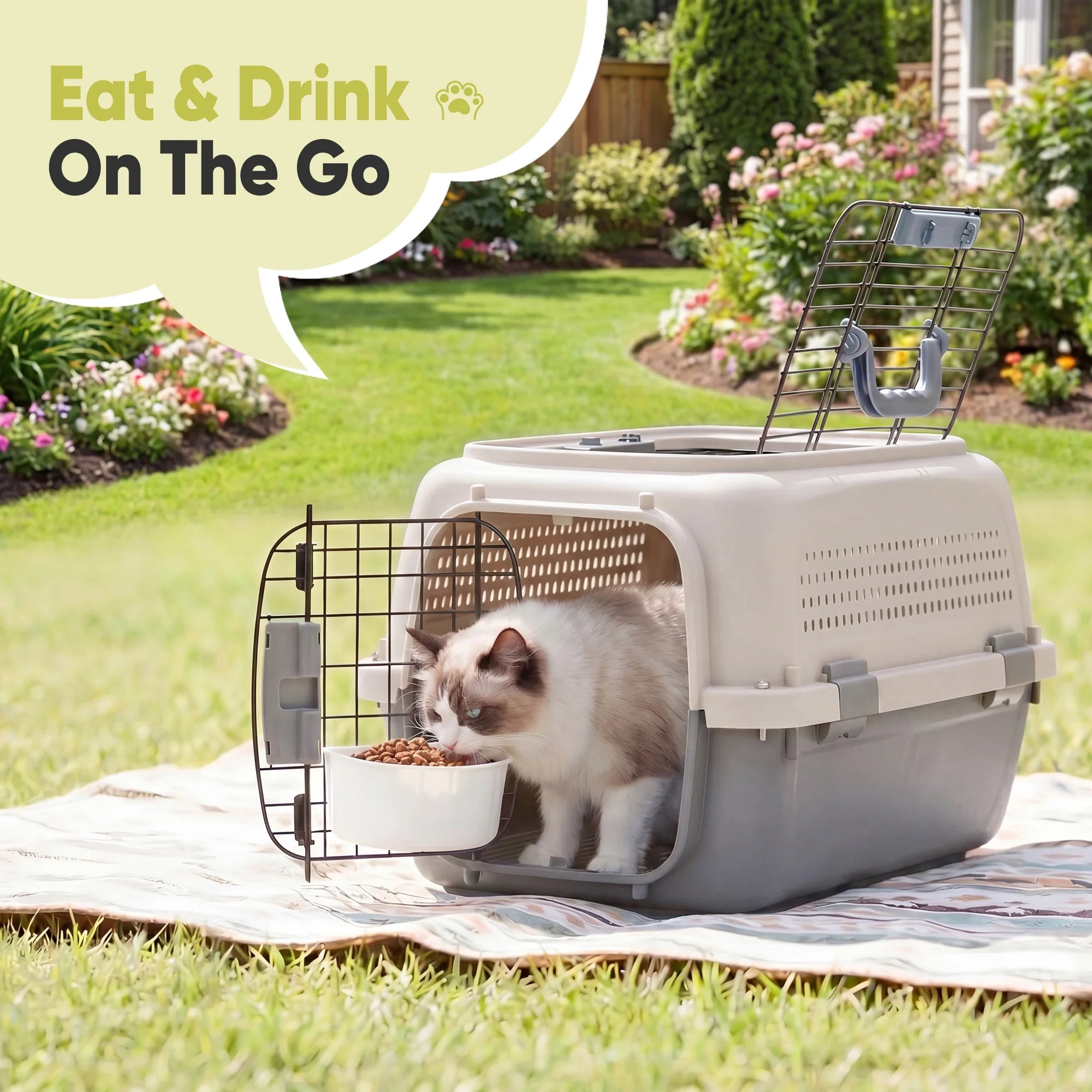 EDX Dog Crates for Small Dogs & Cat Carriers, Two-Door Plastic Pet Kennel, Top & Front Loading, 23"