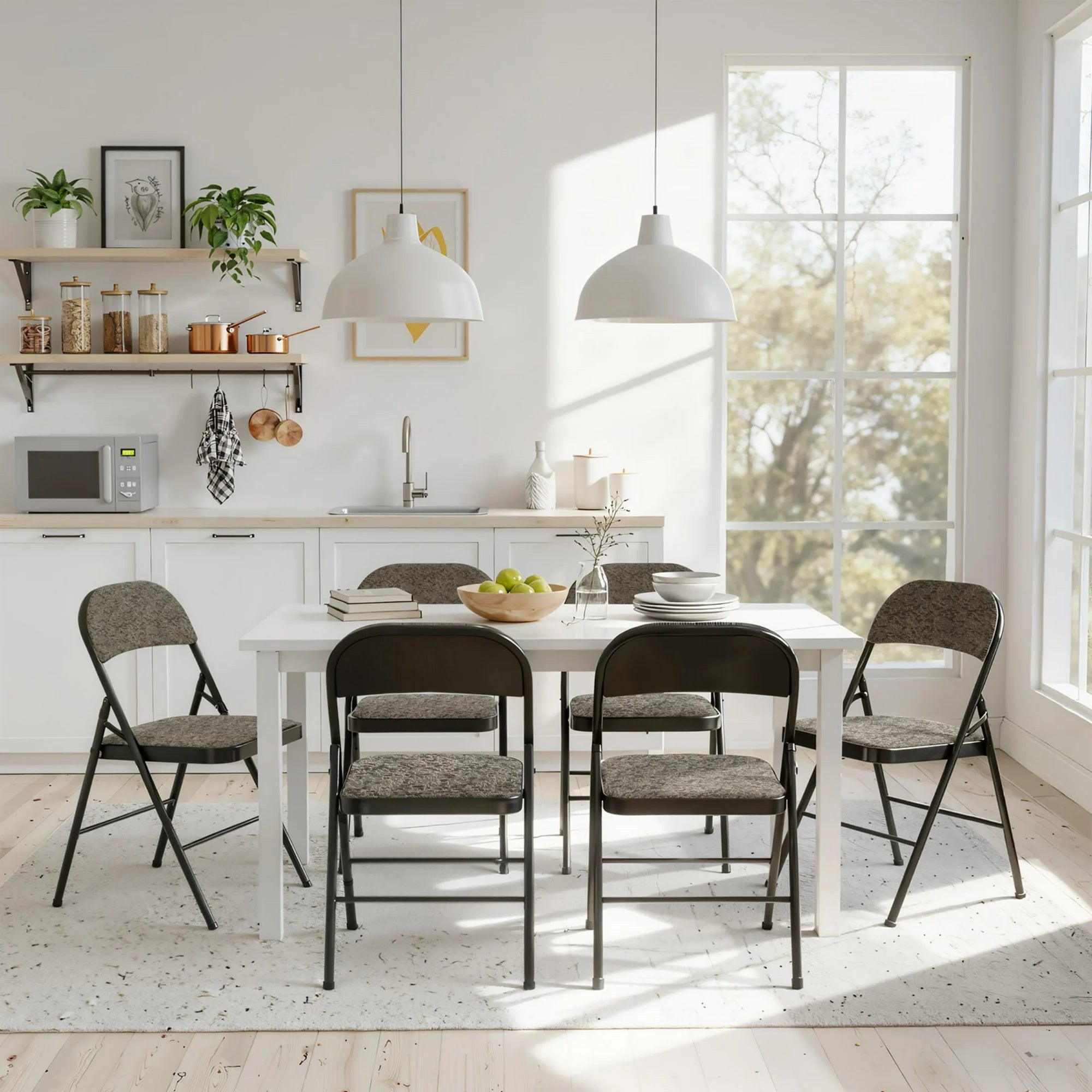 EDX Folding Chairs with Padded Cushion and Back, Fabric Stackable Portable Dining Chiars Set with Durable Steel Frame, for Home and Office, Conference, Wedding, Party, Garden