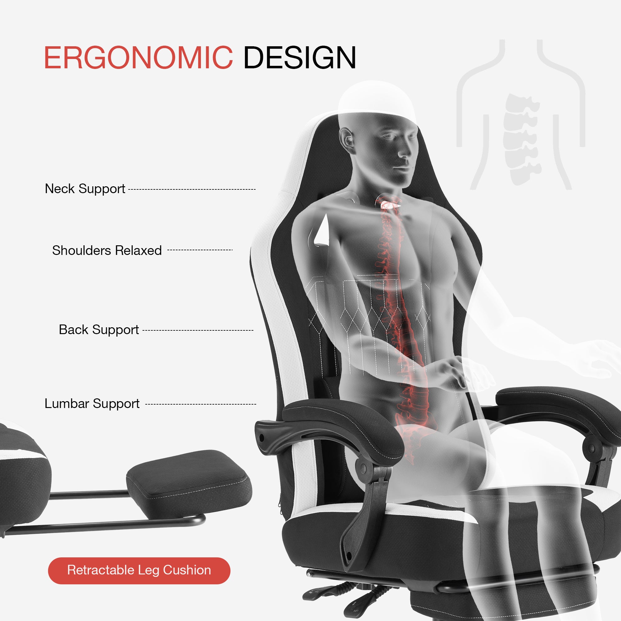 edx Gaming Chair, Office Chair High-Back Computer Chair Executive-Grade Ergonomic Adjustable Swivel Work Chair