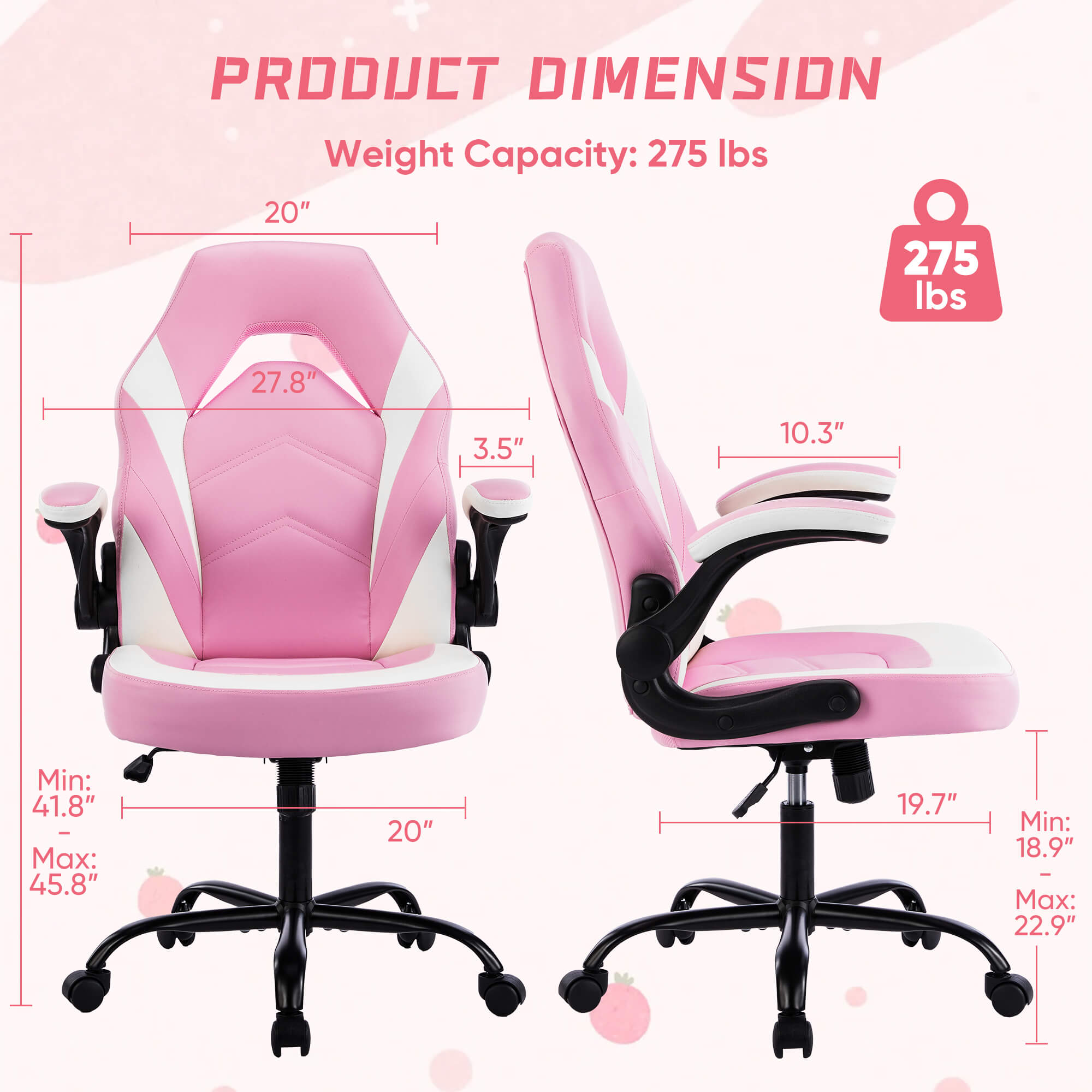 edx Ergonomic Leather Gaming Chair-Office Desk PU Leather Chair -up Armrests, Swivel Task Chair Adjustable Height for Adults Teens Kids