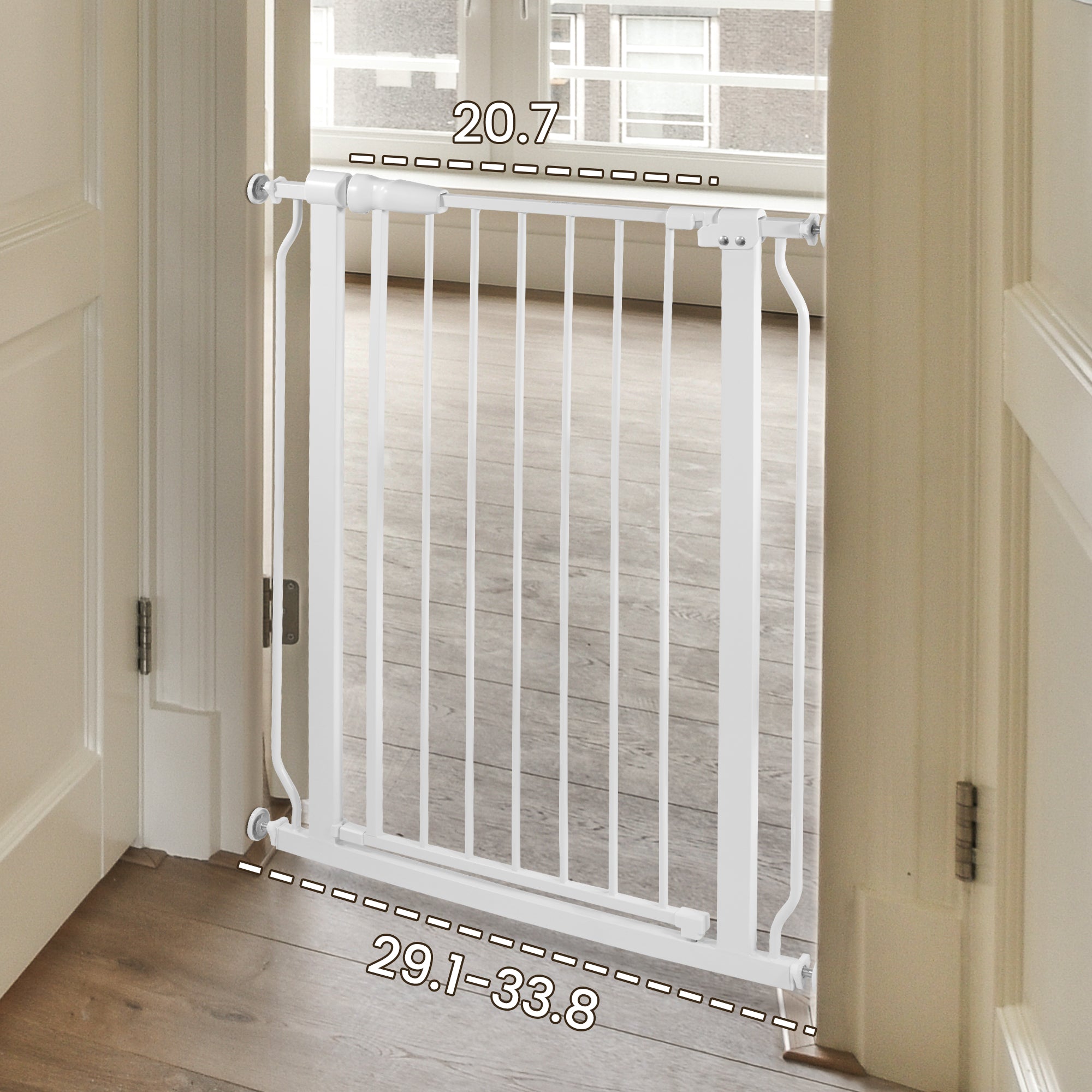 EDX Baby Gate for Stairs and Doorways, 30" Height Safety Gate for Kids and Pets, Adjustable Width 29.1"–33.8", Pressure Mounted Child Gate for Hallways and Openings