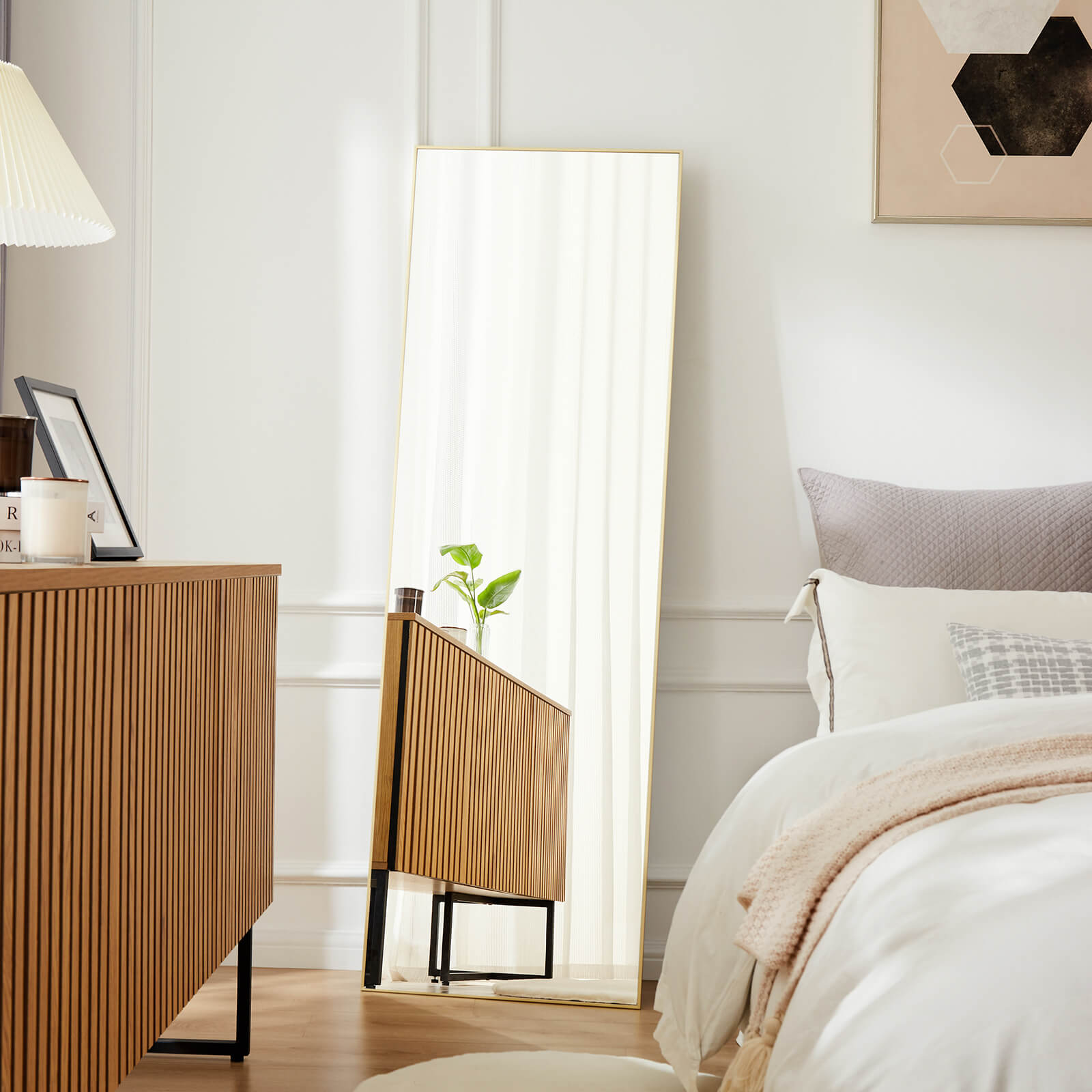 edx 71"x30" Arched Full Body Mirror Floor Mirror Standing Hanging or Leaning Wall with Stand Aluminum Alloy Thin Frame