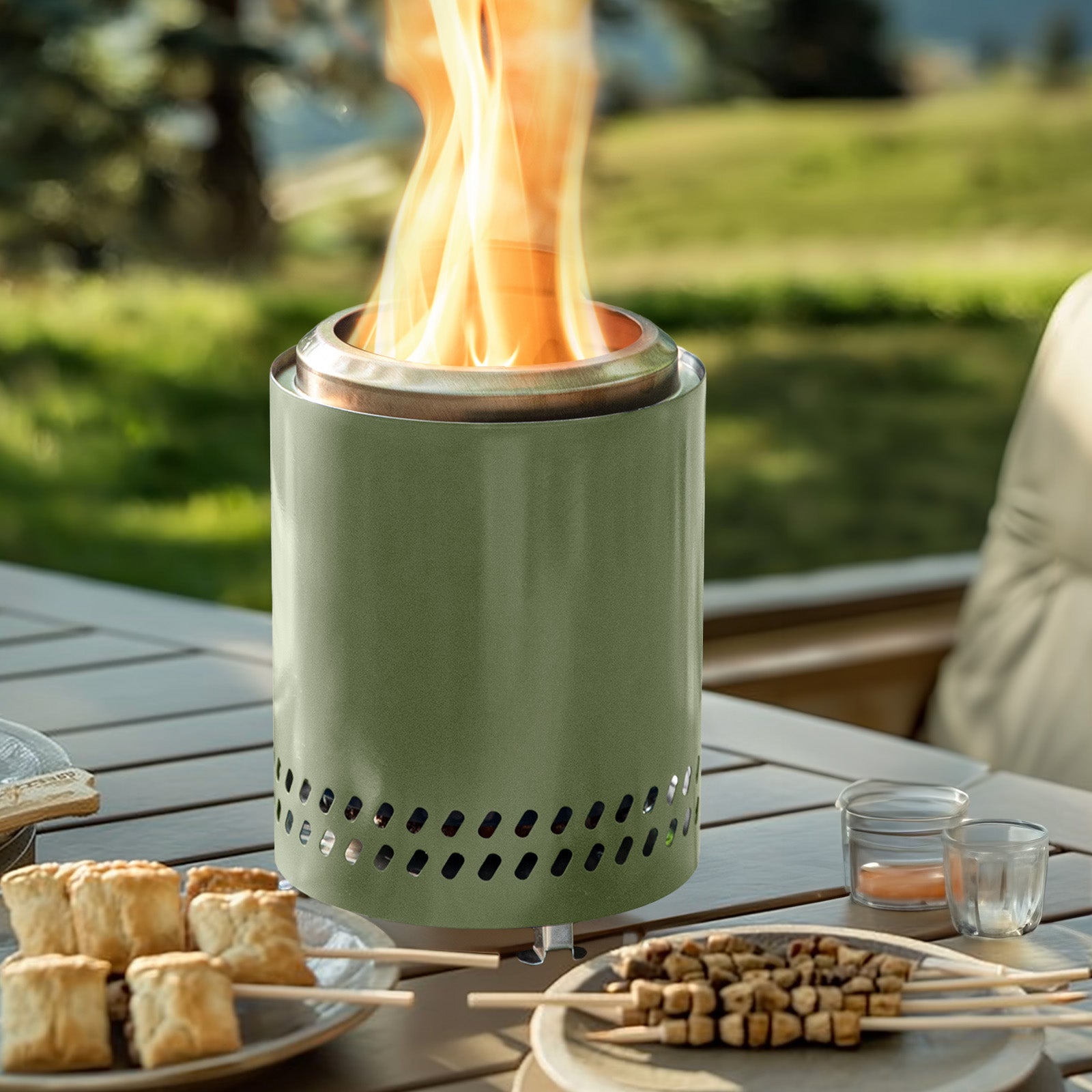 7 Inch Solo Stove, Smokeless Portable Stainless Steel Firepits with Foldable Leg and Removable Ash, for Outdoor, Camping and Patio