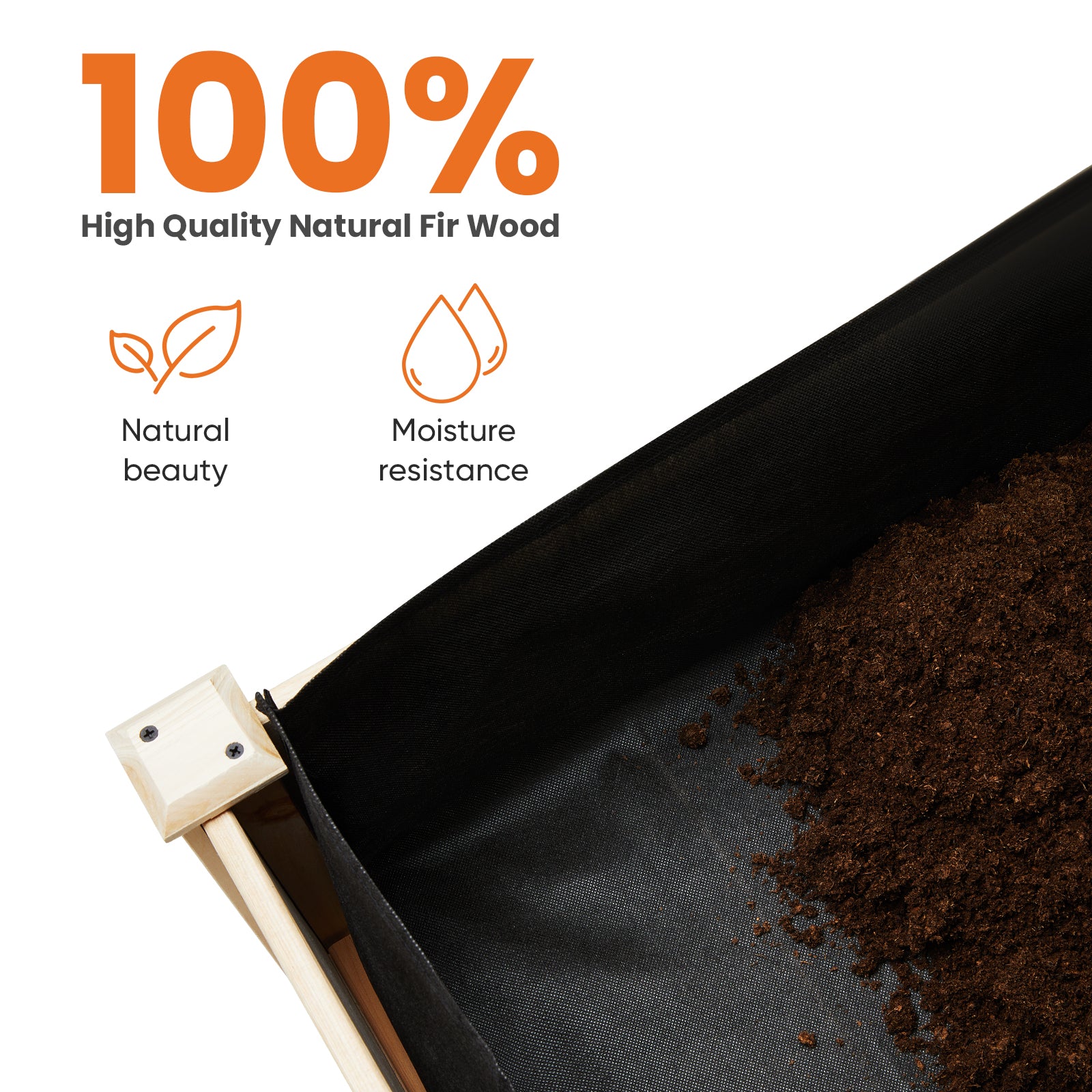 Outdoor Wood Raised Garden Bed, 48x24x30in Elevated Reinforced Large Planter Box with Storage Shelf for Vegetable Flower Backyard Patio Gardening Balcony & Bed Liner 300lb Capacity - Natural