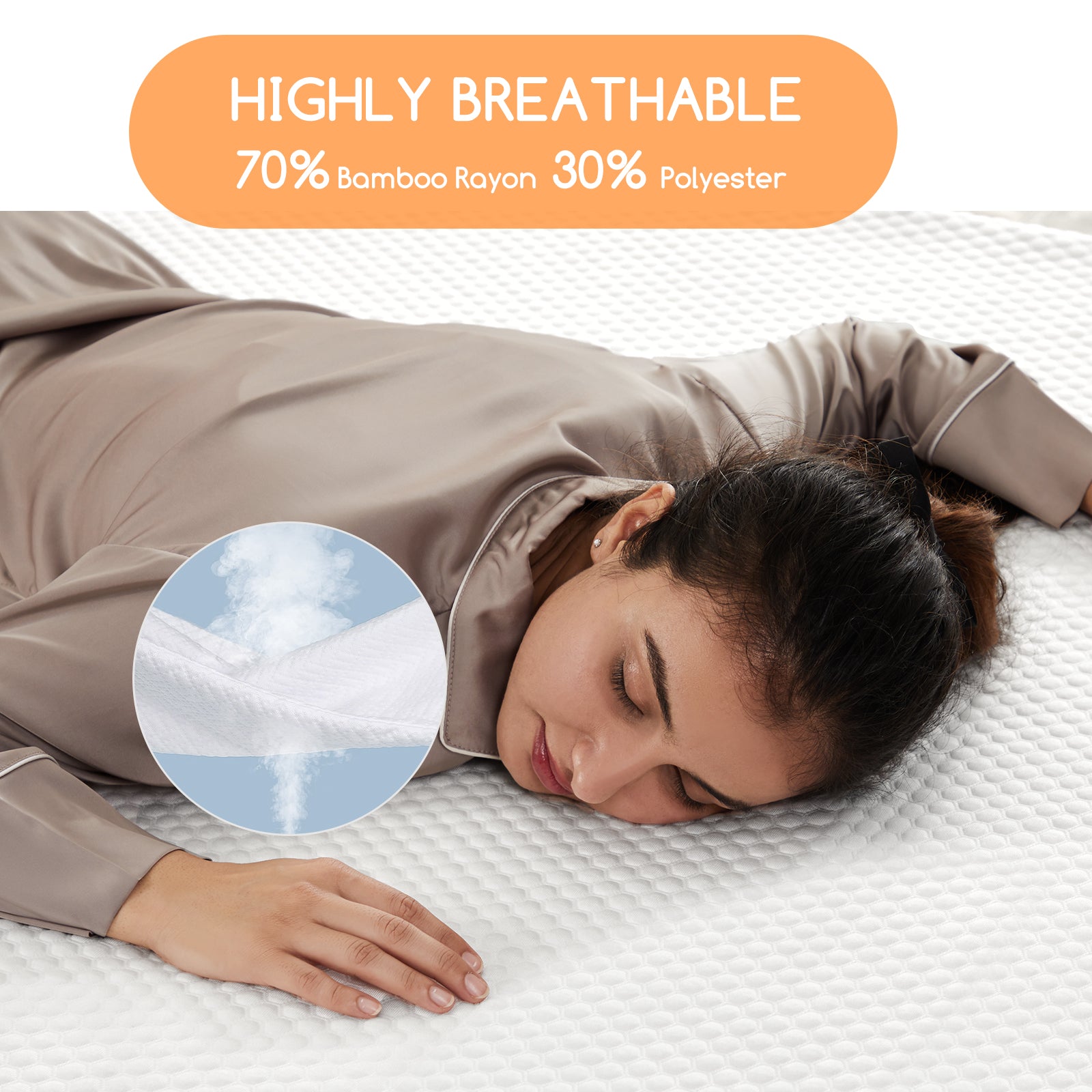 Waterproof Mattress Protector, Premium Terry Mattress Cover 202 GSM, Breathable, Machine Washable, Elastic Elastic Opening, White