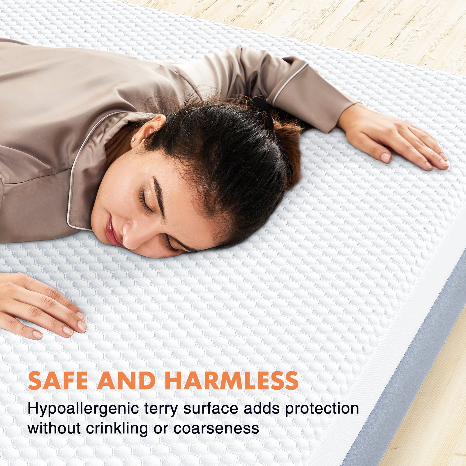 Mattress protector, waterproof mattress cover, soft, breathable, no noise, deep pockets, machine washable, white