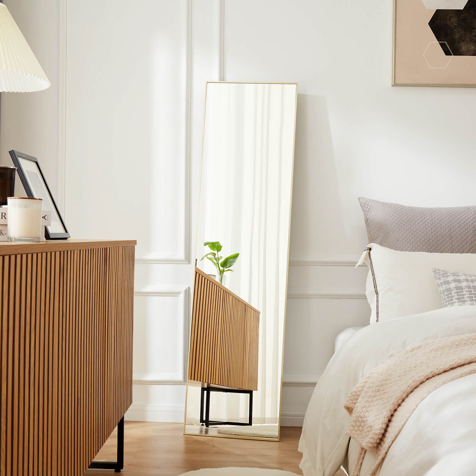 edx 71"x30" Arched Full Body Mirror Floor Mirror Standing Hanging or Leaning Wall with Stand Aluminum Alloy Thin Frame