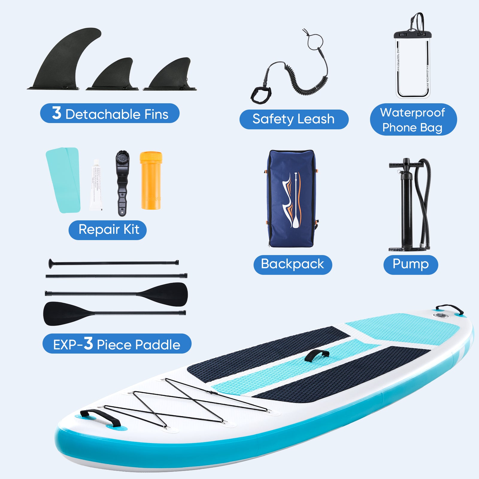 Inflatable Stand Up Paddle Boards 10 ft 5 in with Premium SUP Paddle Board Accessories, Wide Stable Design, Non-Slip Comfort Deck for Youth & Adults