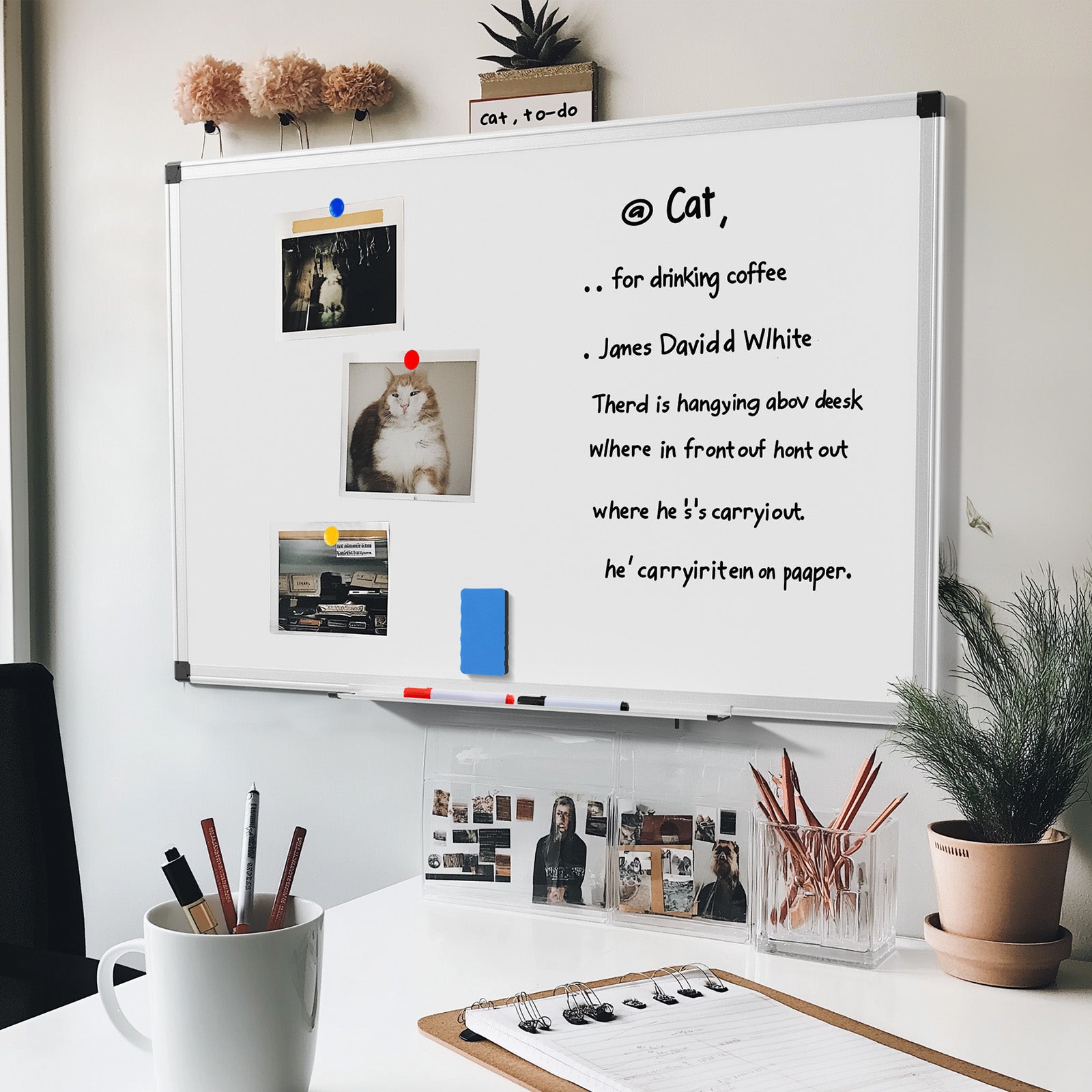36 X 24 Inches Magnetic White Board, Dry Erase Board with Sliver Reinforced Aluminum Frame for Home Office School