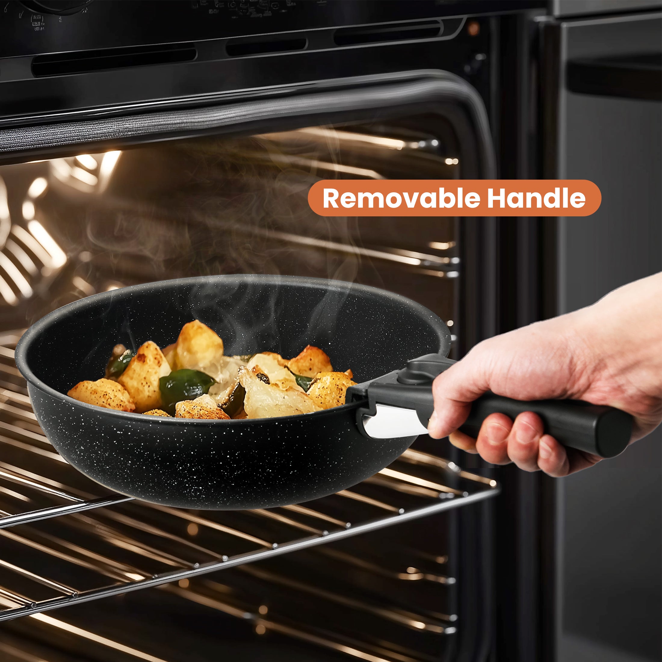 12Pcs Pots and Pans Set-Nonstick Kitchen Cookware, with Detachable Handle, Induction Cookware, Dishwasher Oven Safe