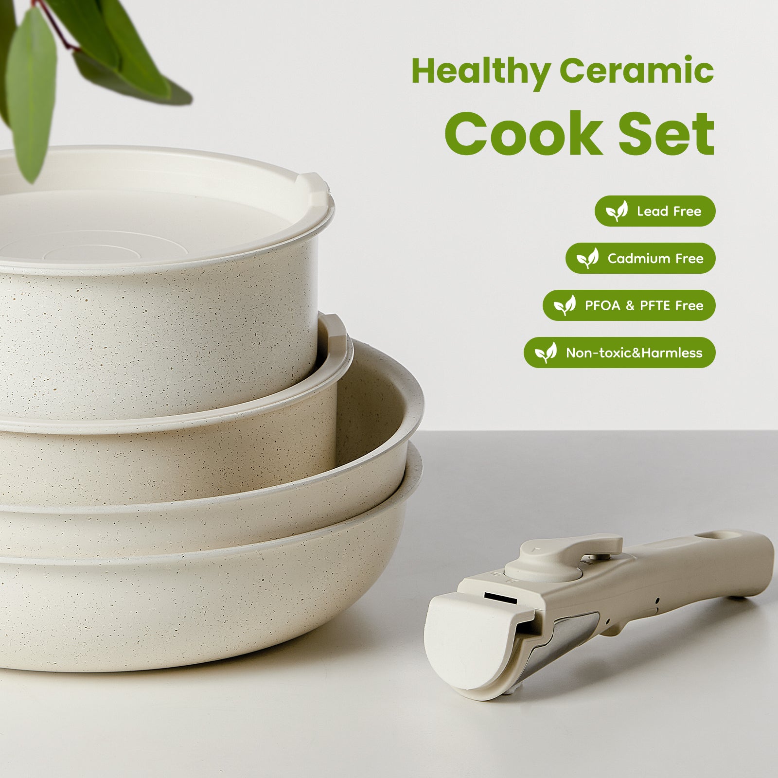 12-piece Non-Stick Cookware Set - Essential Pots and Pans with Detachable Handles for Convenient Cooking