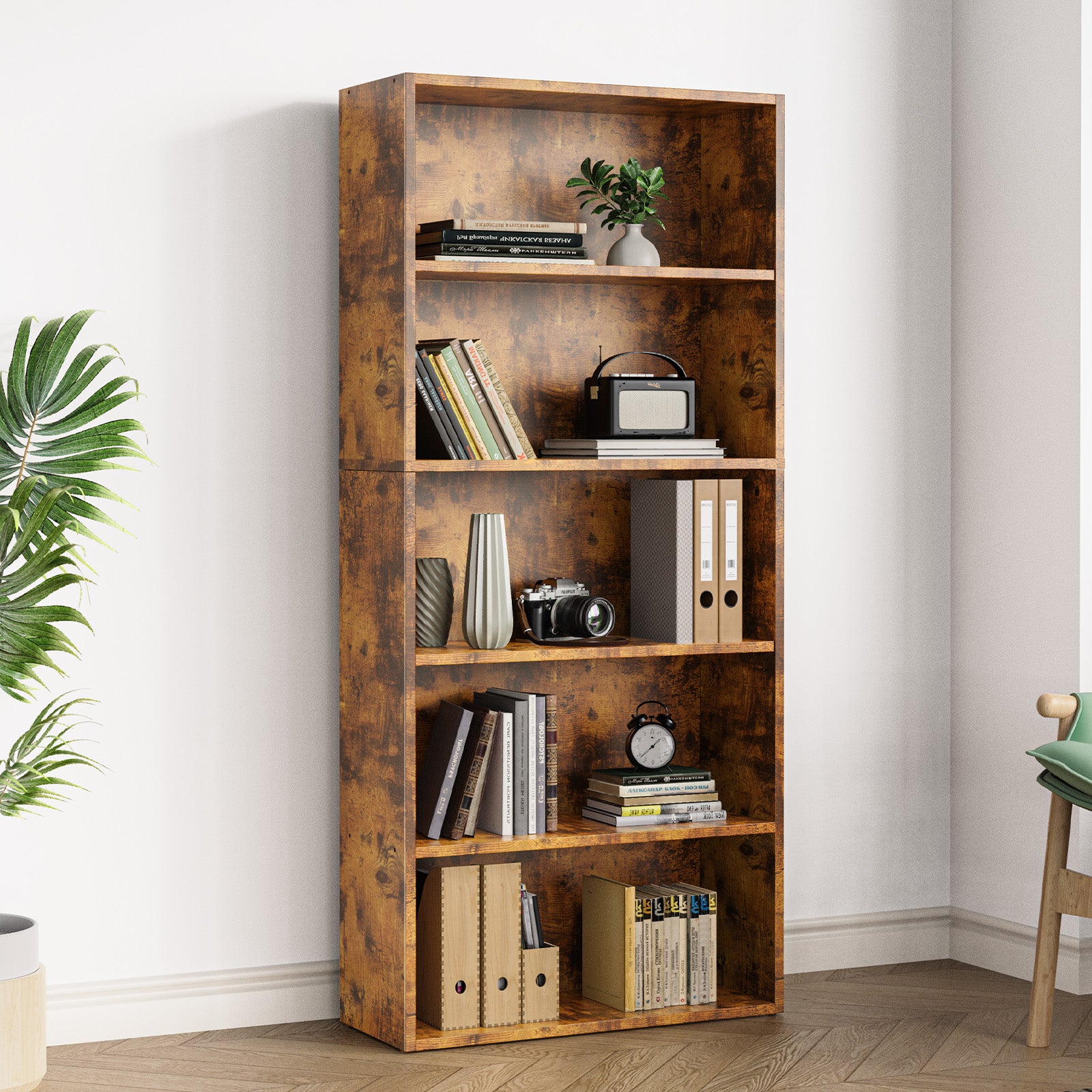 edx Bookcase Storage, 53 Inch Large Tall Floor Standing Open Bookshelf for Home Office, Living Room, and Bedroom