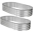 EDX Galvanized Steel Raised Garden Bed, Oval Metal Elevated Planter Box with Multiple Sizes for Outdoor Gardening, Silver