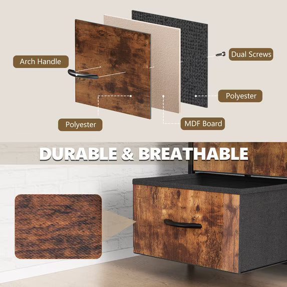 edx 8 Drawer Fabric Dresser for Bedroom, Chest of Drawer Organizer Storage Cabinet for Closet, Entryway, Rust Brown