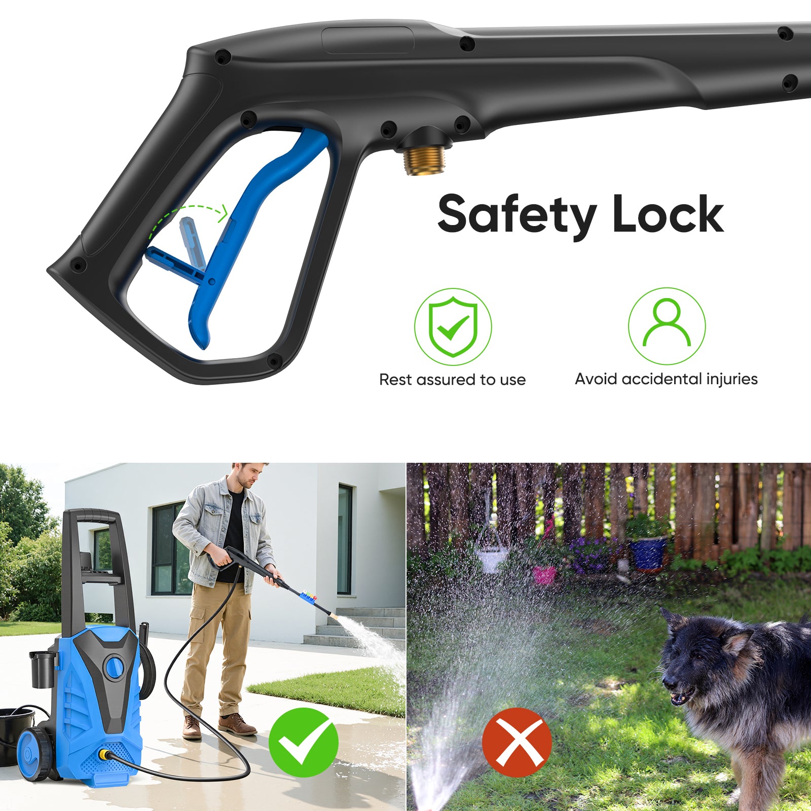 edx Electric Pressure Washer, High Pressure Cleaning Machine with 5 Quick Connect Nozzles & Foam Cannon, 2.0 GPM Power Washer for Fences Decks Patios Driveway Cleaning