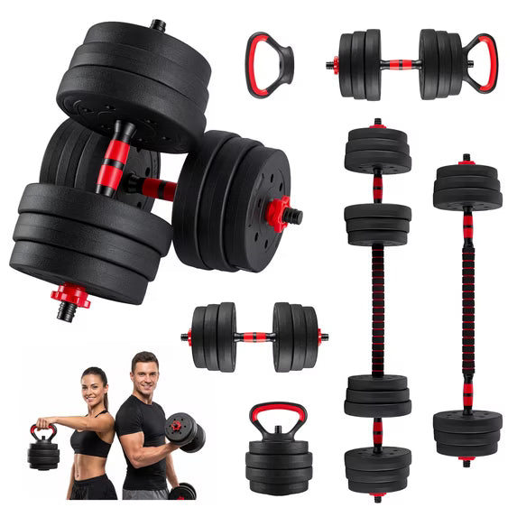 EDX Adjustable Dumbbells Set, 2 Pcs Free Weights Convertible to Barbell, Lightweight Home Gym Equipment for Women and Men