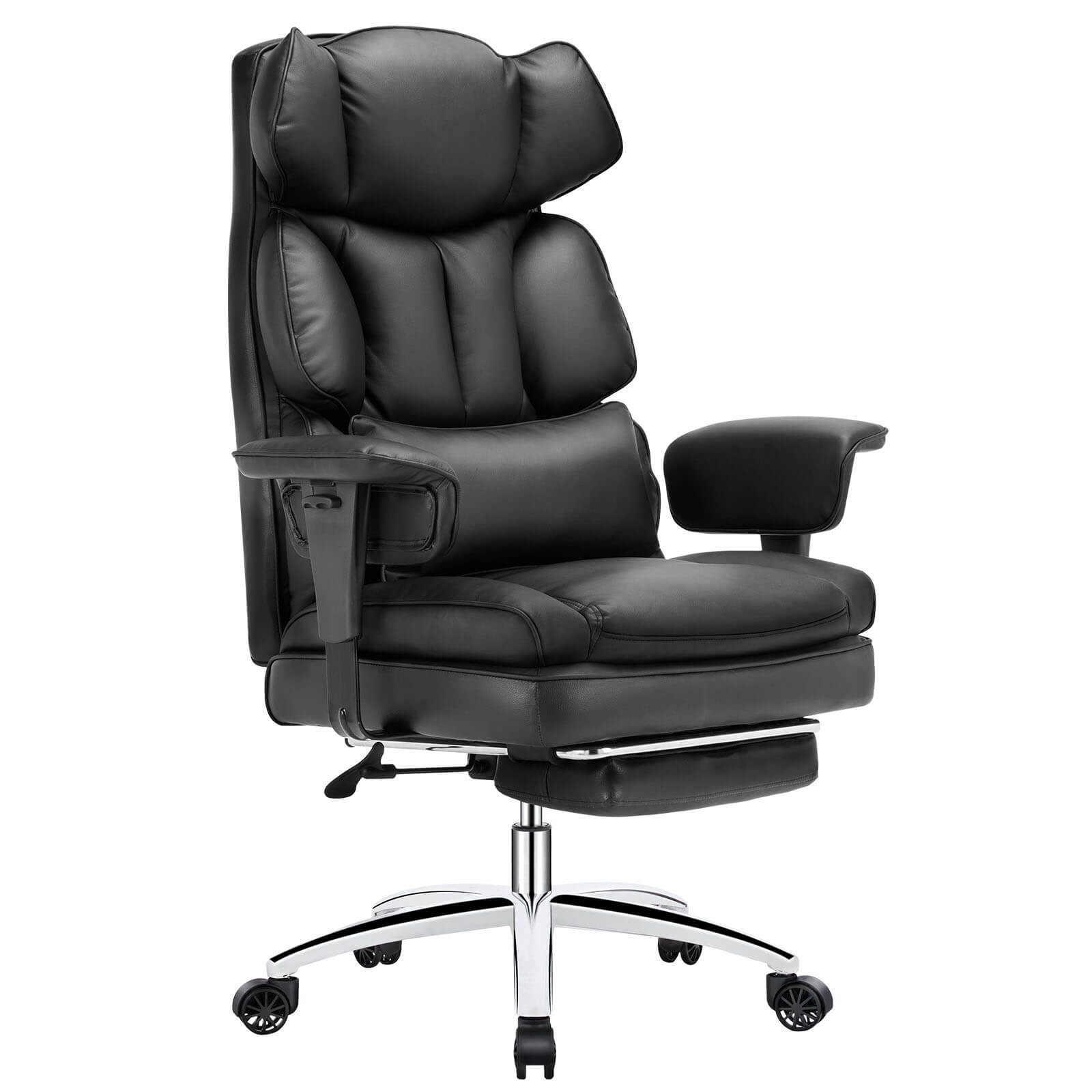 edx Office Computer Chair - High Back PU Leather Taipan Swivel Chair with Ergonomic Leg Rest and Lumbar Support, Height Adjustable