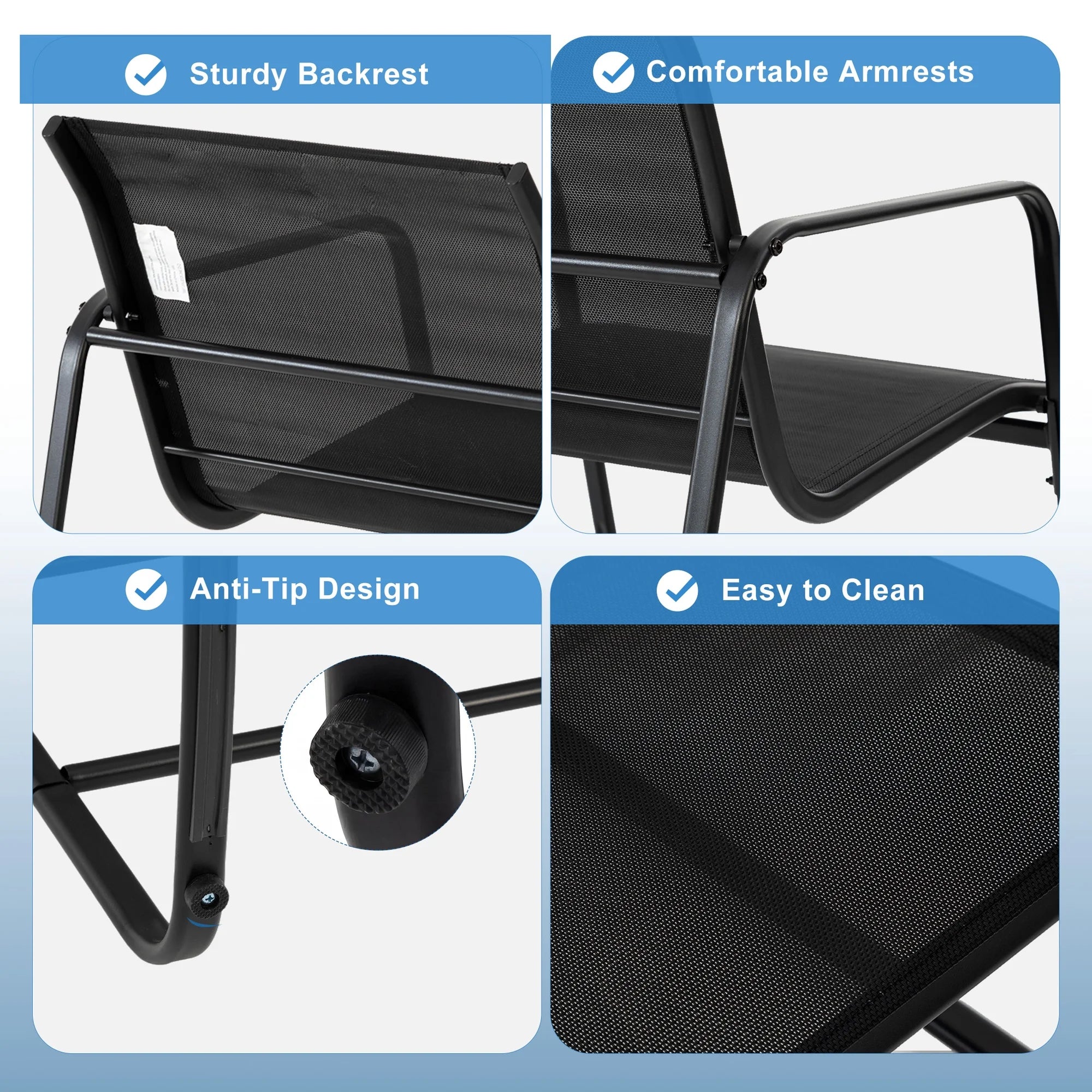 ZUNMOS 3-Piece Textilene Outdoor Patio Set, Coffee Table & 2 Chairs