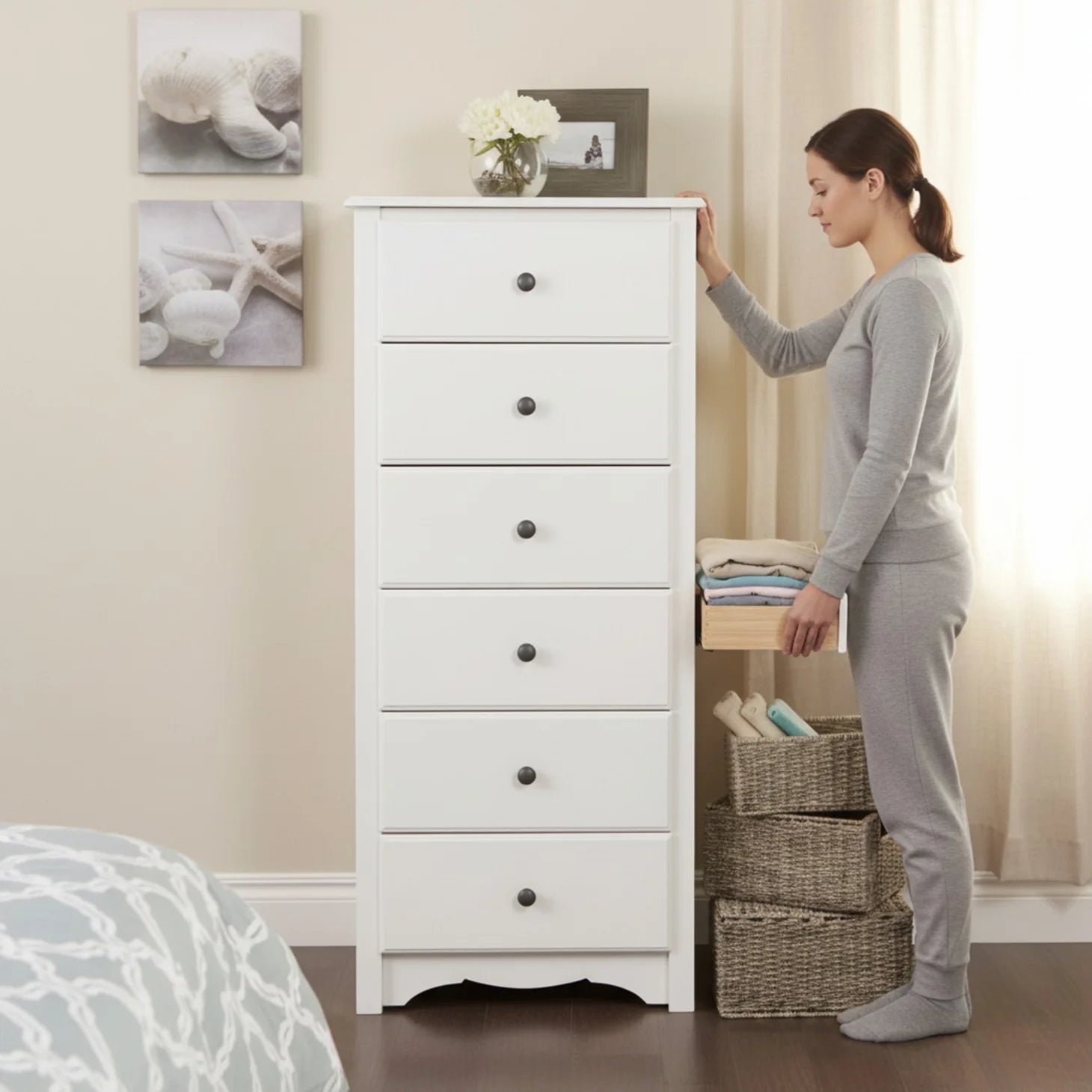 EDX Drawer Wooden Dresser Chest for Bedroom, Storage Cabinet for Living Room Closet