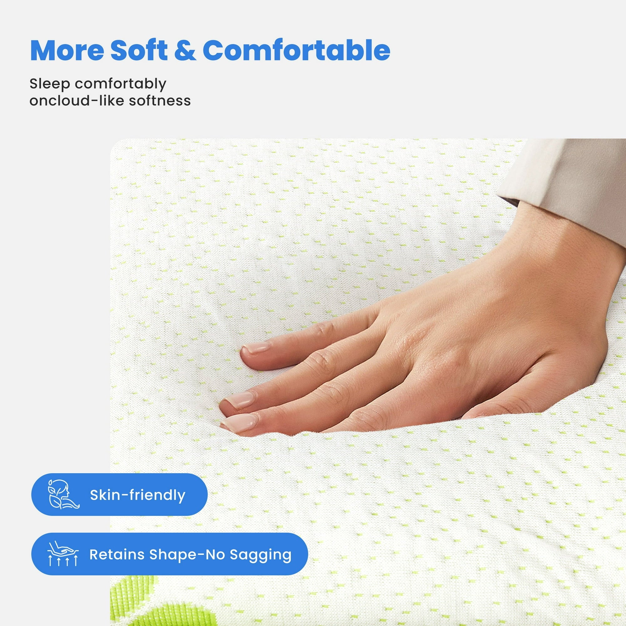edx Mattress Protector, Thickened Mattress Pad with Bamboo Fiber Viscose Filling, Breathable, Soft, Cooling,Green