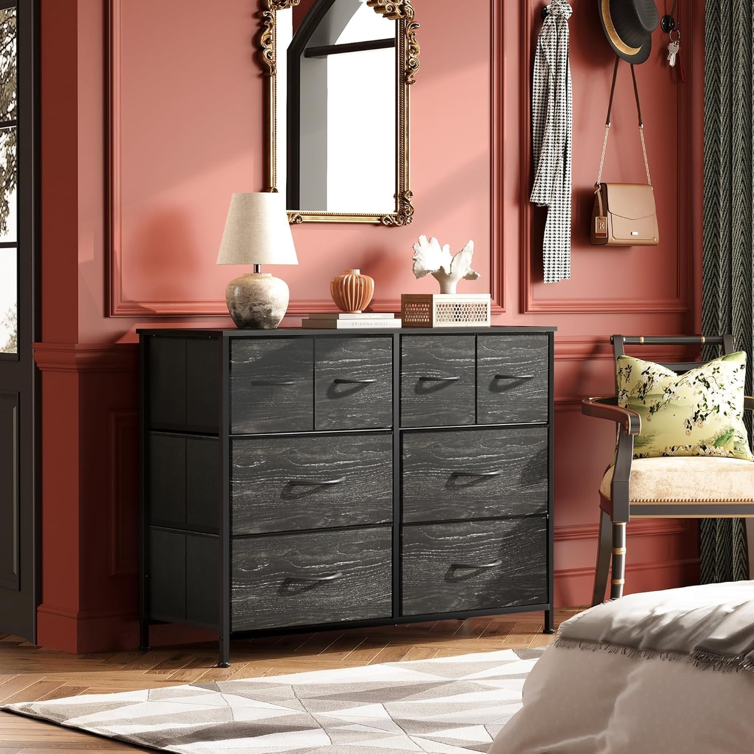 EDX 8 Drawers Fabric Drawer Dresser, Clothes Storing, Strong TV Stand, for Bedrooms, Wardrobes, Entryways, and Living Rooms