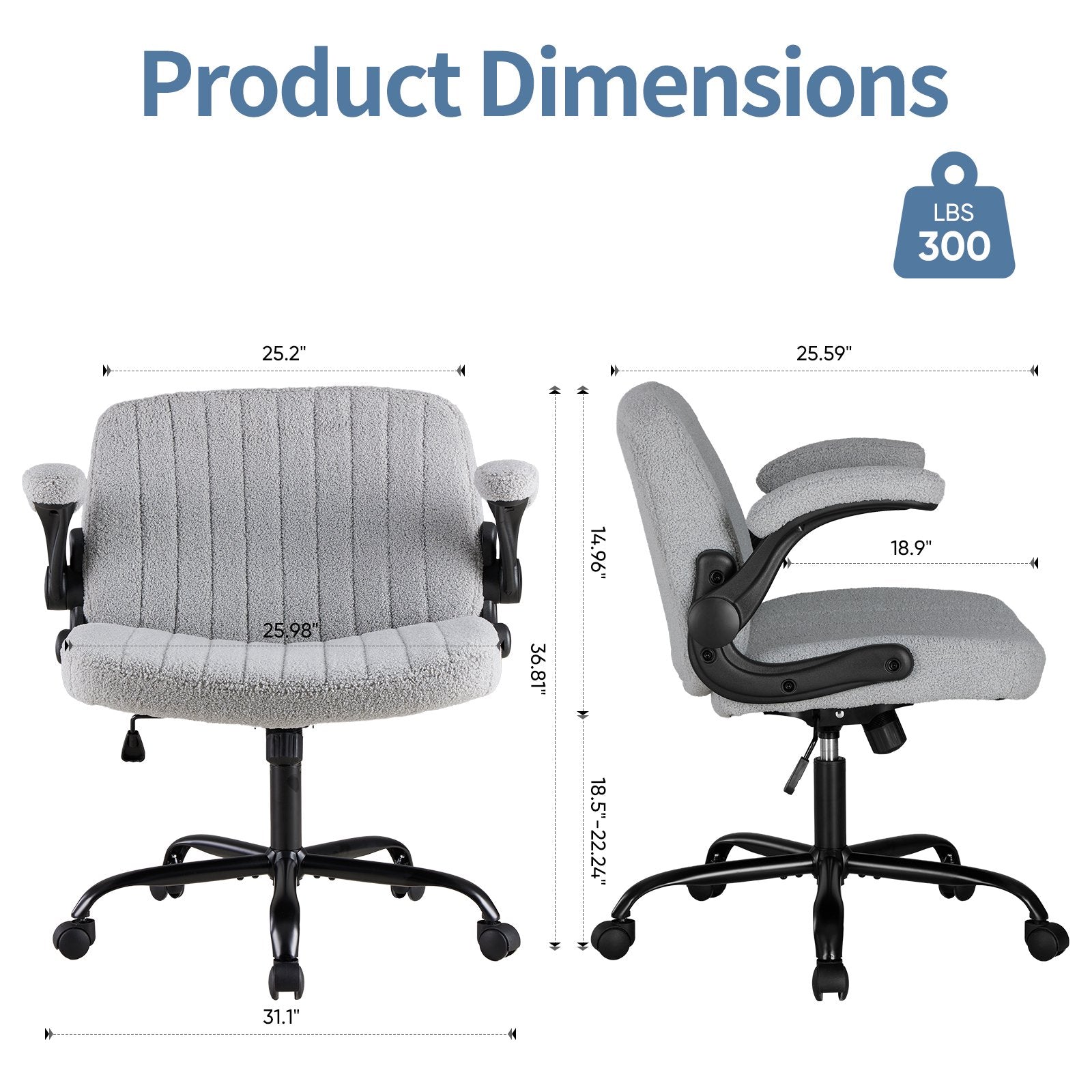 EDX With Armrests Office Chair Cross-Leg Design with Casters, Comfortable Home Dressing Chair