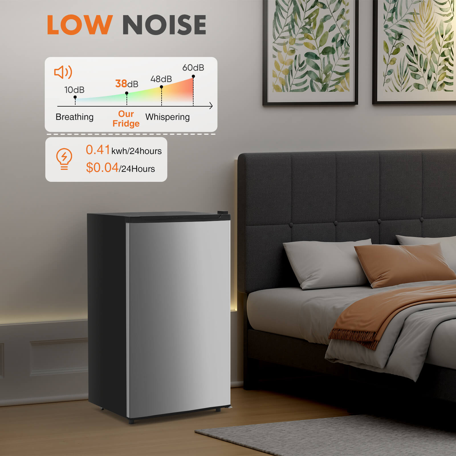 edx Mini Fridge with Freezer,3.2 Cu.Ft Small Refrigerator Single Door Adjustable Thermostat Energy-efficient Low Noise