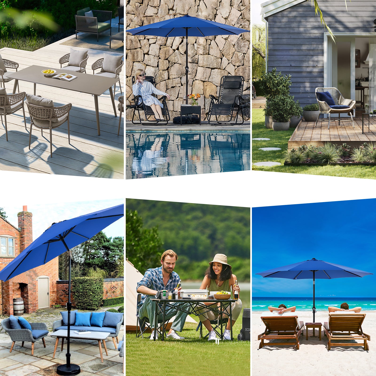 ZUNMOS 9FT Patio Umbrella with Push Button Tilt and Crank, with 8 Sturdy Ribs,Outdoor Umbrella, Pool Umbrella, for Market, Terrace, Beach, Outdoor Restaurant