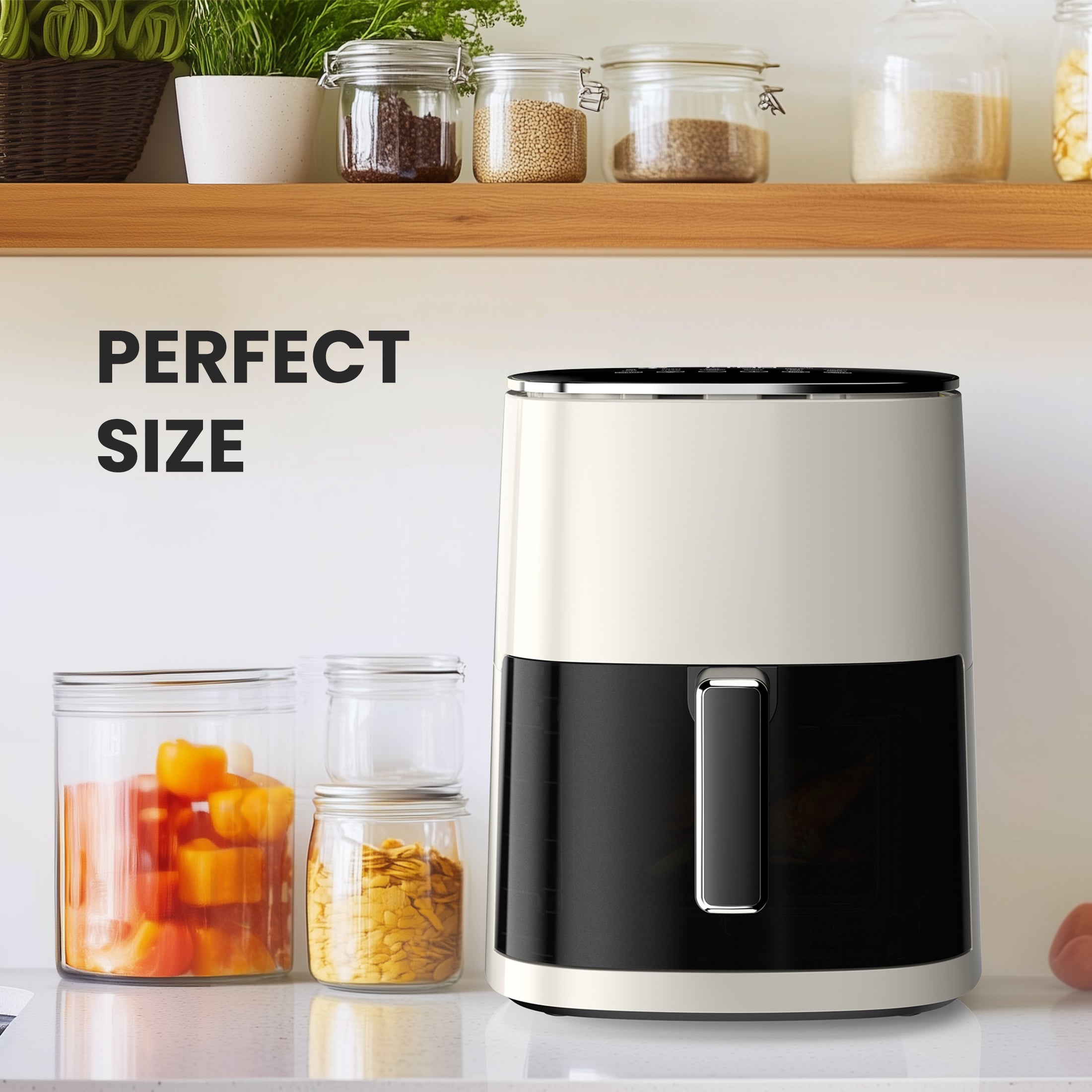 edx Air Fryer,Compact & Large 6 Qt with 400F for Crispy, Electric Hot Oven Oilless Multifunctional Cooker with Digital LED Touchscreen, Auto Shut-off, ETL Certified, Beige