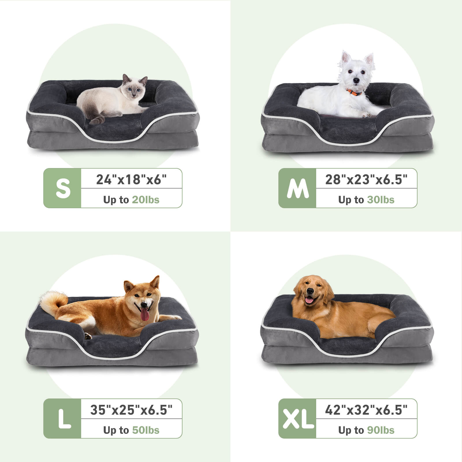 edx Rectangular dog bed, machine washable sleeper sofa with non-slip bottom Breathable and soft puppy bed for large, medium and small dogs