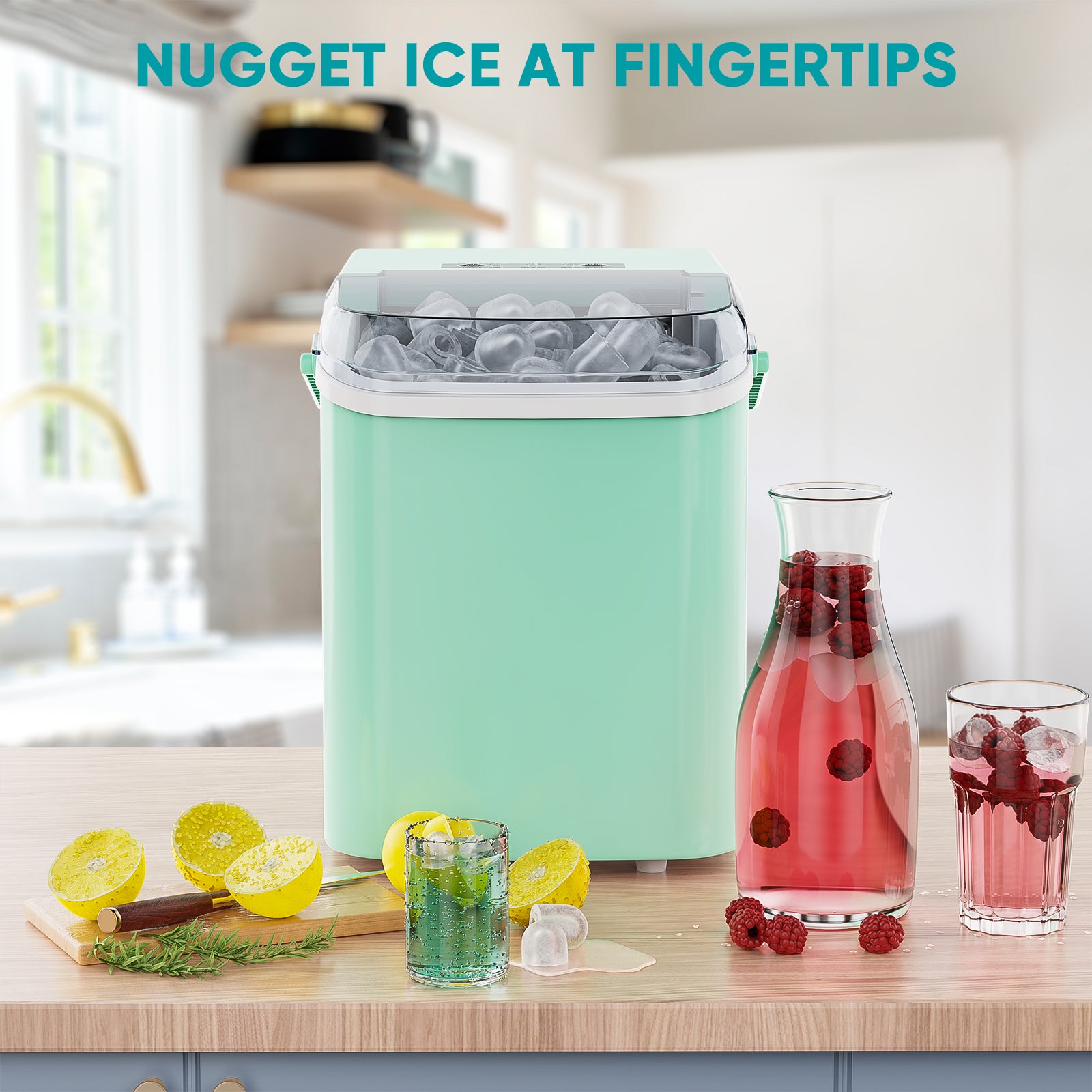 Countertop Ice Maker: 9 Cubes in 6 Minutes, 24lbs in 24 Hours, Dual Sizes, with Scoop & Basket