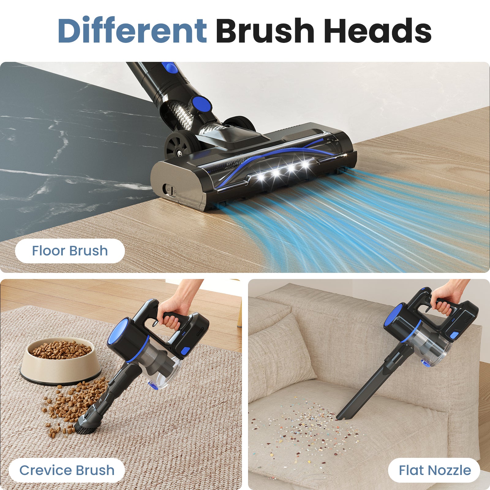 edx Cordless Vacuum Cleaner, Self-Standing Design with LED Light, Home Stick Vacuum, Lightweight Body with Powerful Suction, Suitable for Carpets, Pet Hair, Hardwood Floors