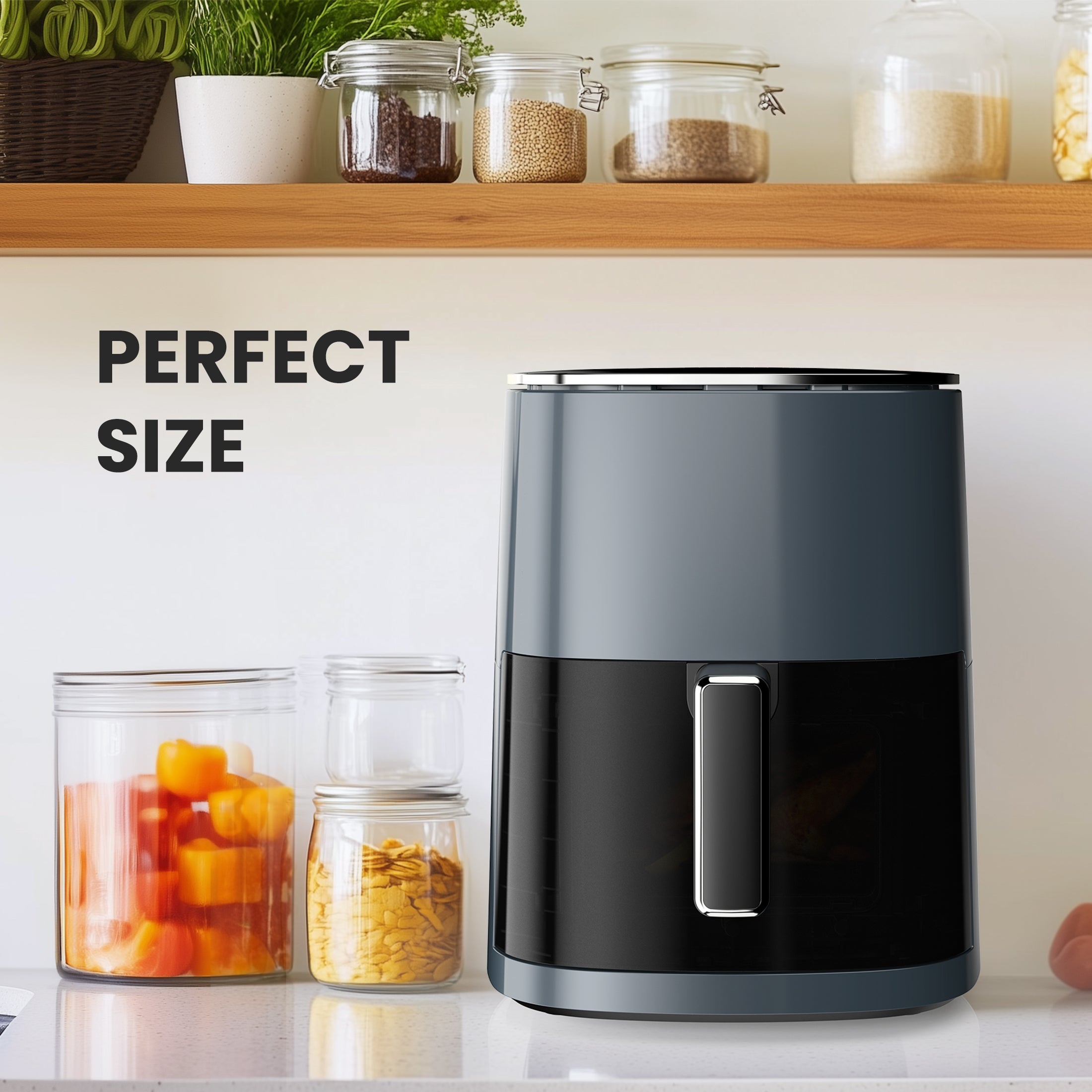 edx Air Fryer,Compact & Large 6 Qt with 400F for Crispy, Electric Hot Oven Oilless Multifunctional Cooker with Digital LED Touchscreen, Auto Shut-off, ETL Certified, Beige