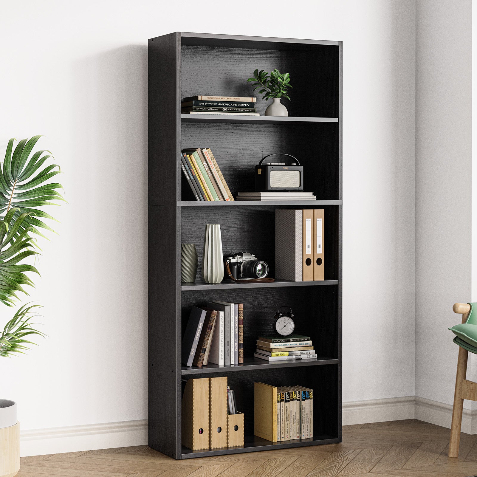 edx Bookcase Storage, 53 Inch Large Tall Floor Standing Open Bookshelf for Home Office, Living Room, and Bedroom