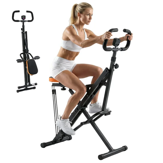 EDX Deep Squat Machine for Home, 330 lbs Capacity, 66 lbs Adjustable Resistance, Full Body Workout Rower, Foldable Design