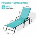 EDX Park Steel Stacking Chaise Lounge Chair for Outdoor Patio, Cyan