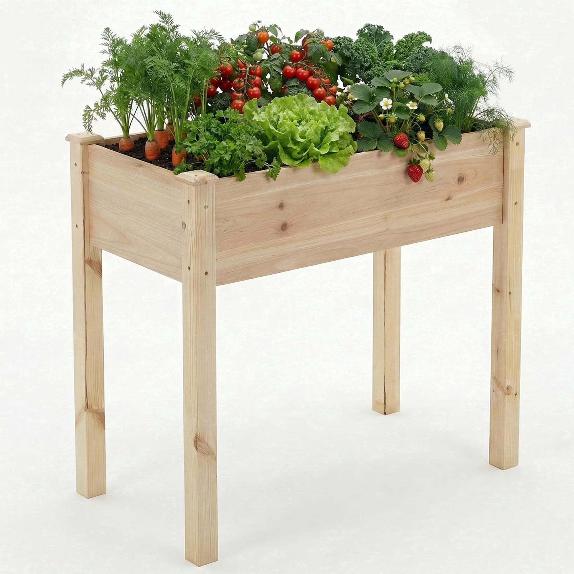 EDX Wooden Raised Garden Bed, Outdoor Planter Box Kit for Vegetables, Flowers and Herbs