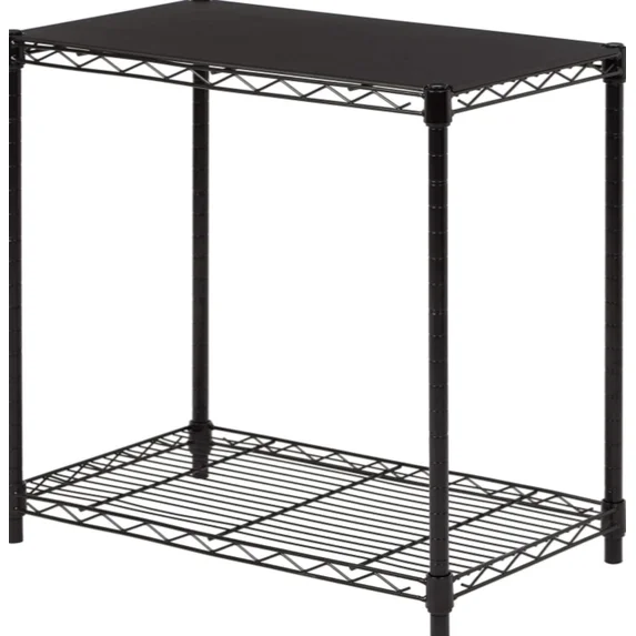 EDX 23IN Wire Shelving Cart Unit Metal Storage Rack, Basic 2 Tier Heavy Duty Storage Shelves, 400 Lbs Capacity, Black