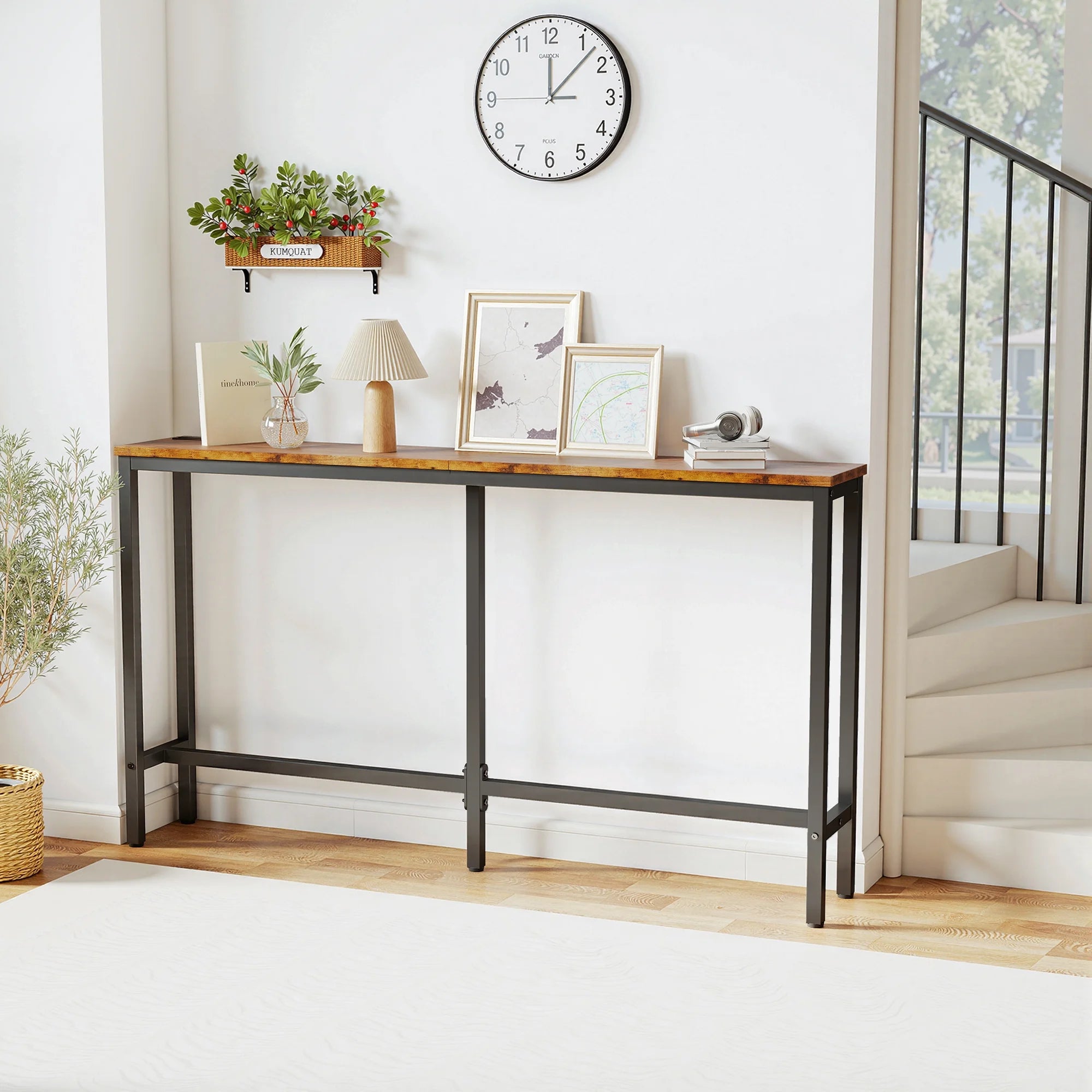 EDX Console Table Entryway Sofa Table with Power Outlets, Long Sofa Table for for Entryway, Hallway, Corridor